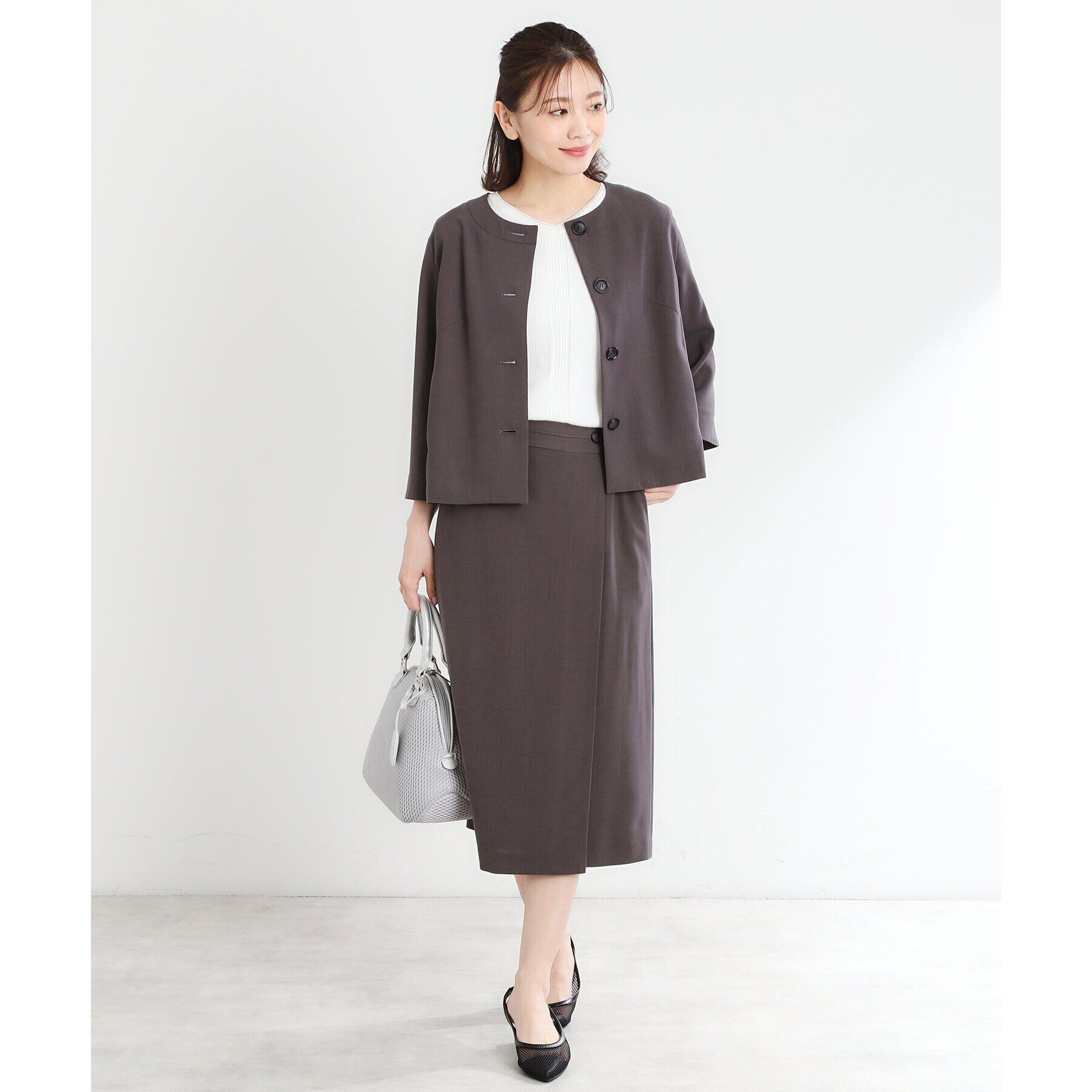 Reflect「【UVカット／接触冷感／洗える／セットアップ可】クルーネックジャケット」|ノーカラージャケット|