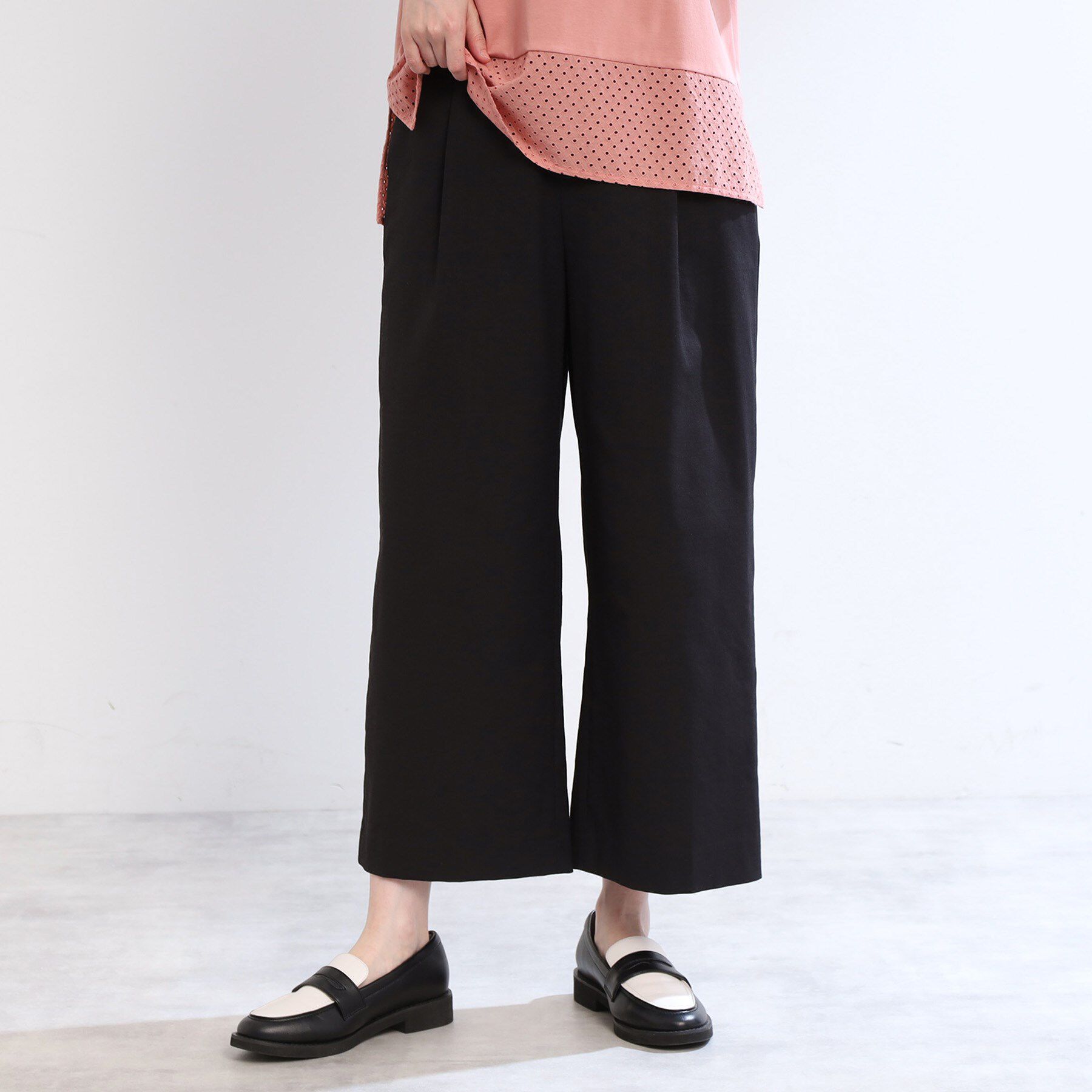 Reflect「【E‐QUALITY／手洗い可】ワイドクロップドパンツ」|その他|ブラック(019)