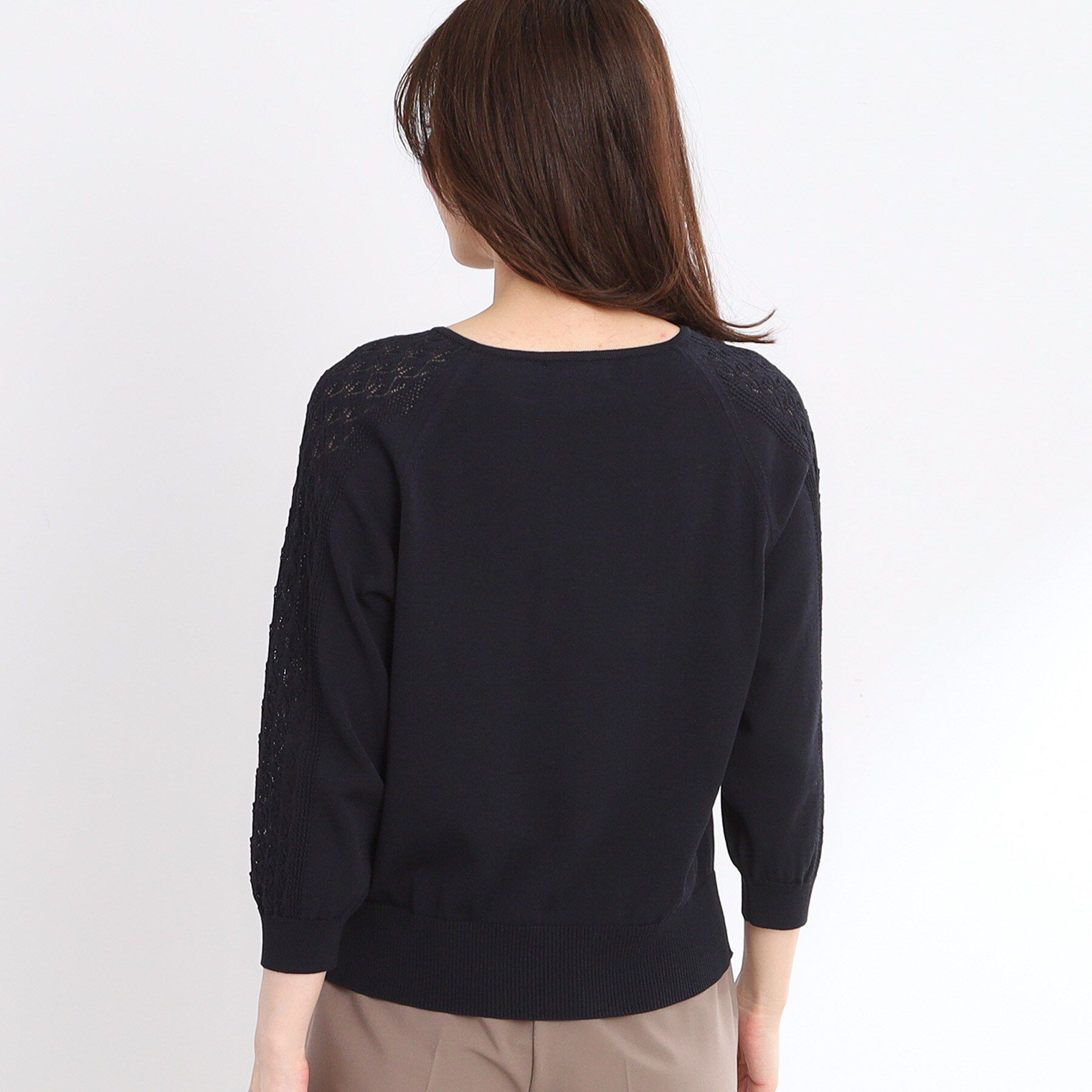 Reflect「【WEB先行カラーあり／手洗い可】透かし柄スリーブニット」|ニット・セーター|