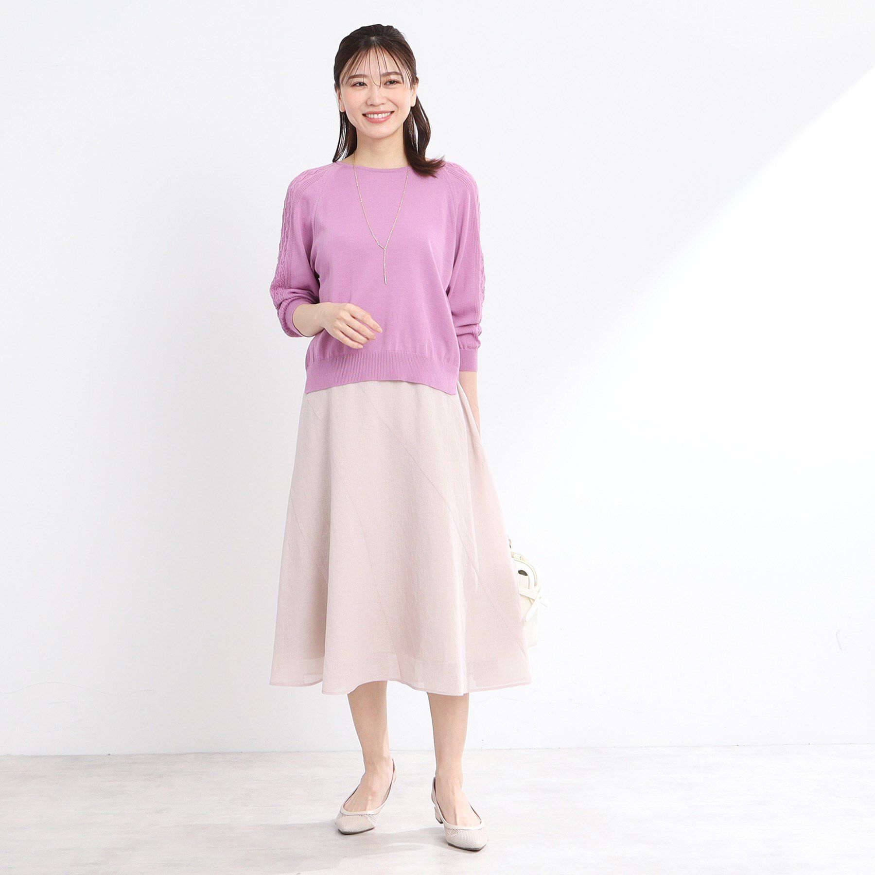 Reflect「【WEB先行カラーあり／手洗い可】透かし柄スリーブニット」|ニット・セーター|