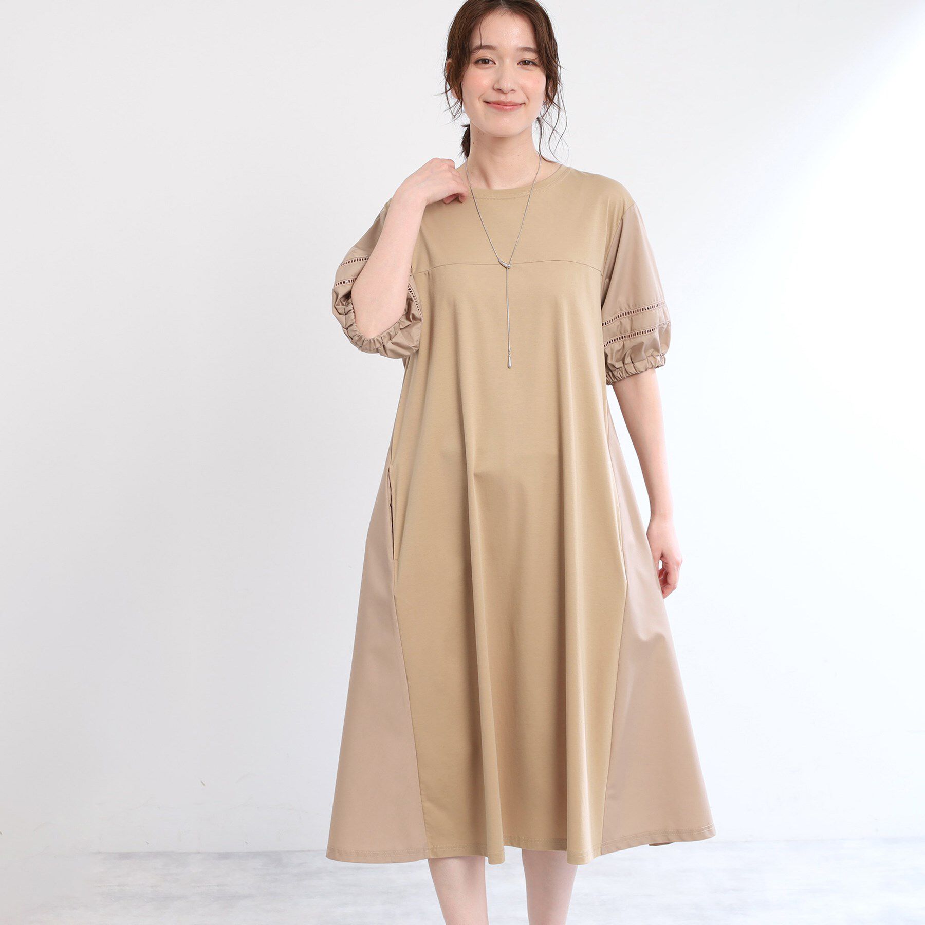 Reflect「【夏SALE／E‐QUALITY／手洗い可】リラクシーワンピース」|ワンピース|ベージュ(052)