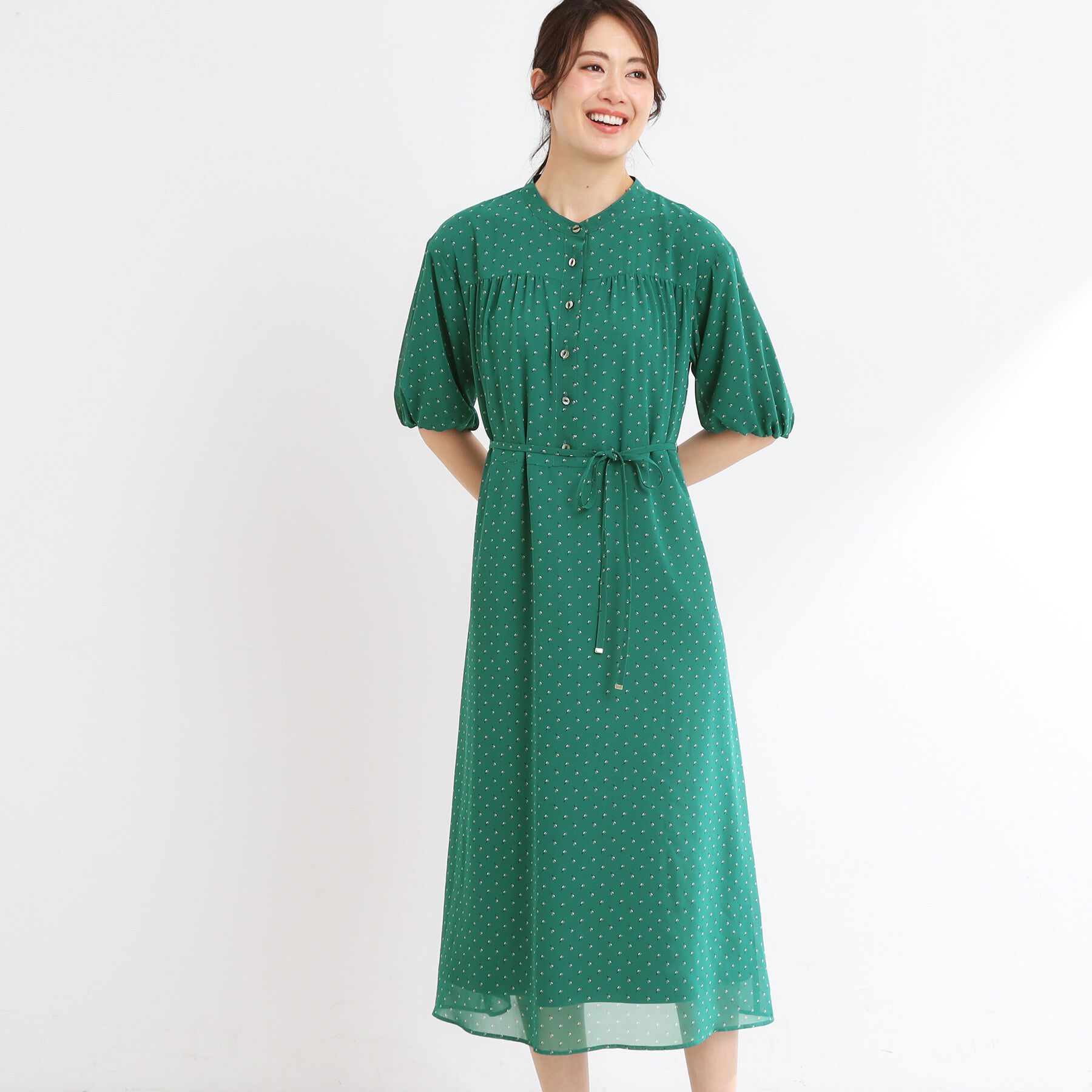 Reflect「【夏SALE／WEB先行カラーあり／リボン取り外し可／マシンウォッシュ可】コツキ柄プリントワンピース」|ワンピース|