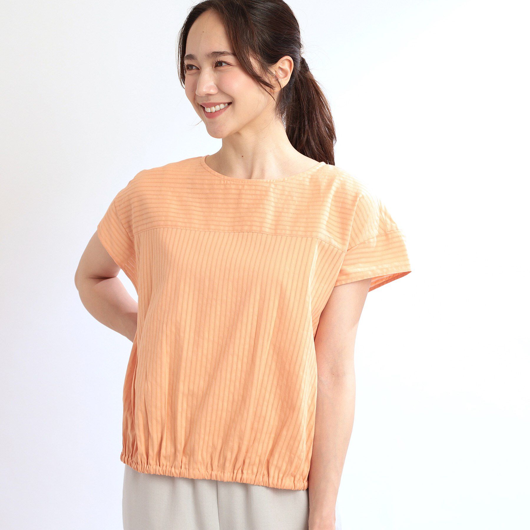 Reflect「【夏SALE／E‐QUALITY／手洗い可】フレンチスリーブブラウス」|シャツ・ブラウス|オレンジ(065)