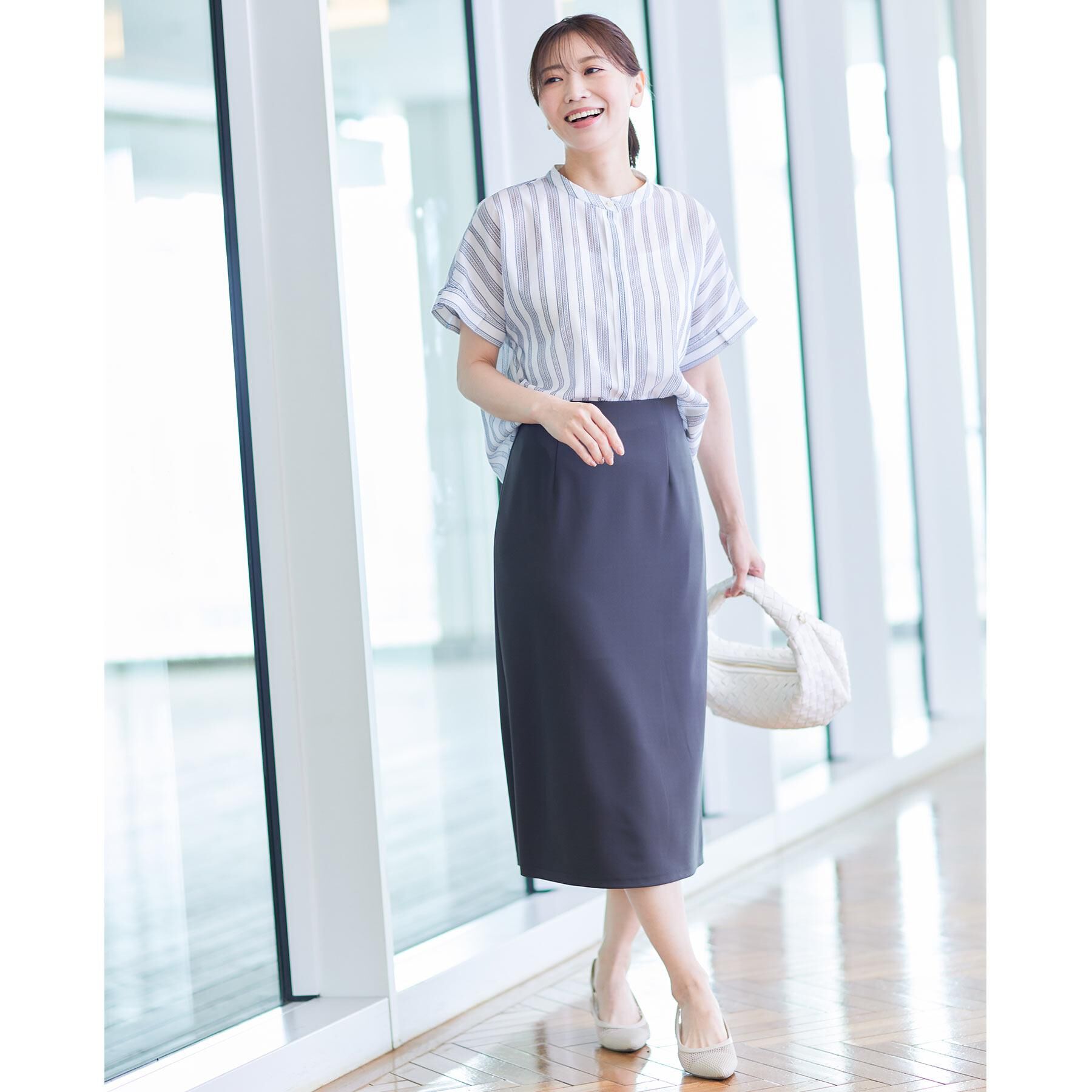 Reflect「【洗える】ドビーストライプブラウス」|シャツ・ブラウス|