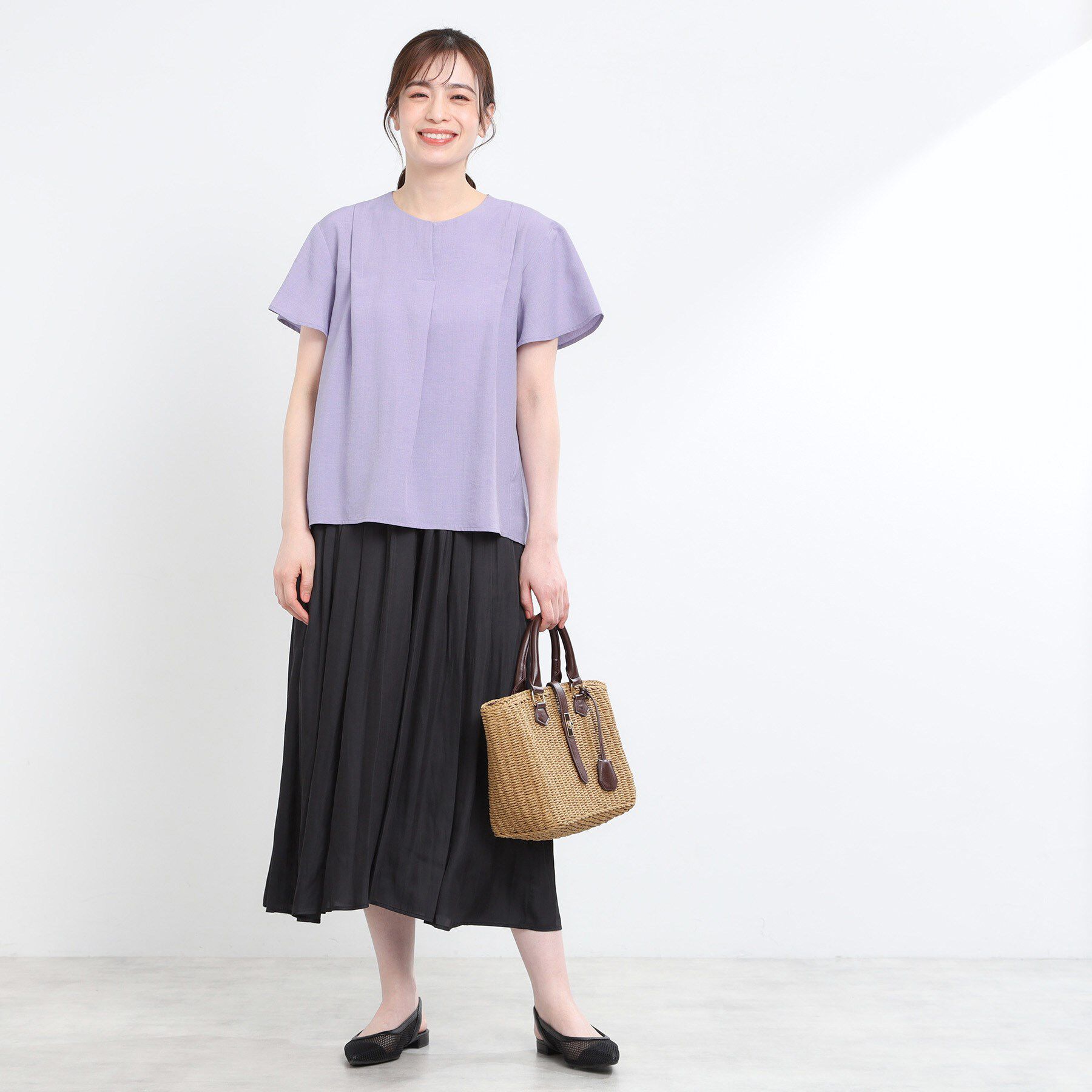 Reflect「ドライタッチスキッパーネックブラウス」|シャツ・ブラウス|