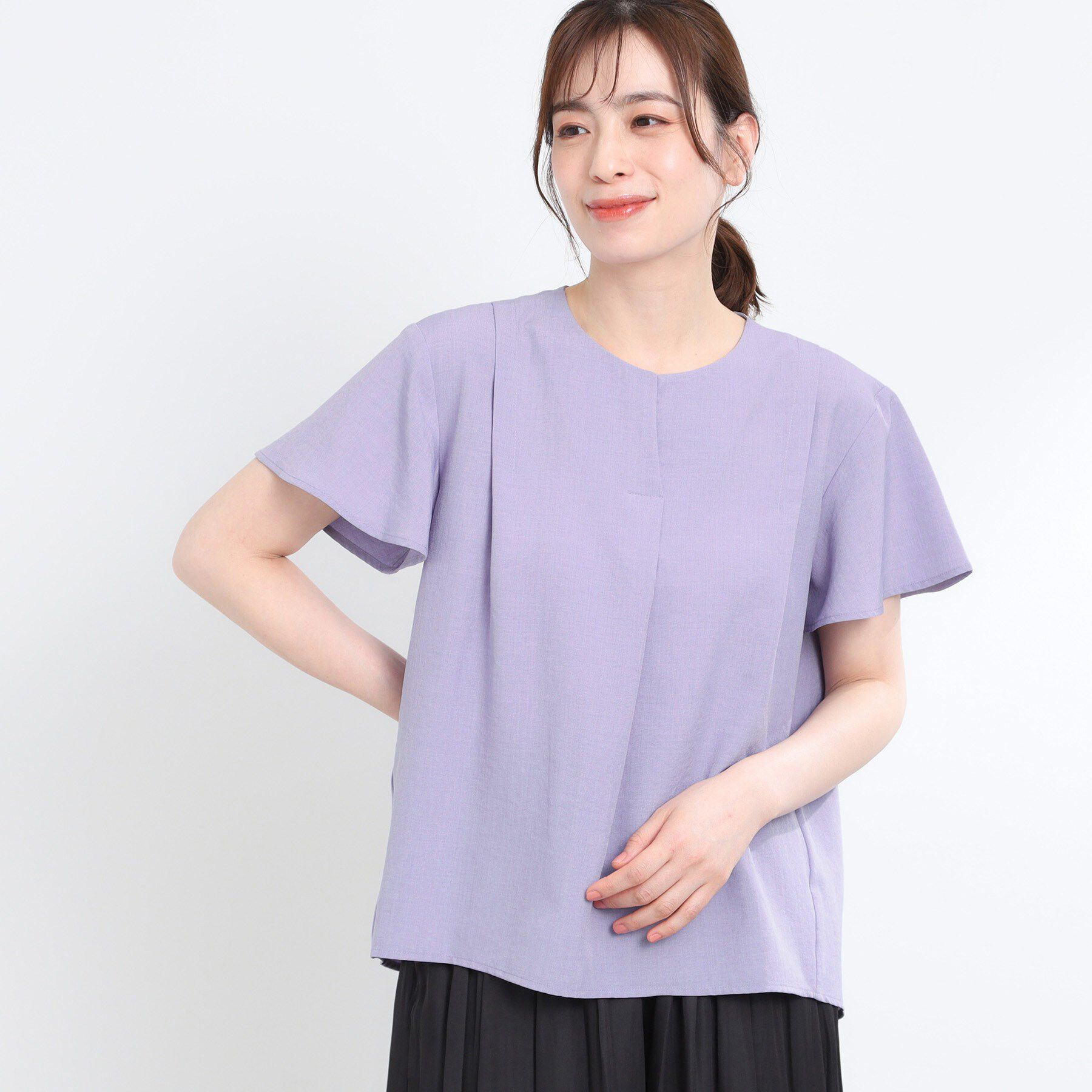 Reflect「ドライタッチスキッパーネックブラウス」|シャツ・ブラウス|