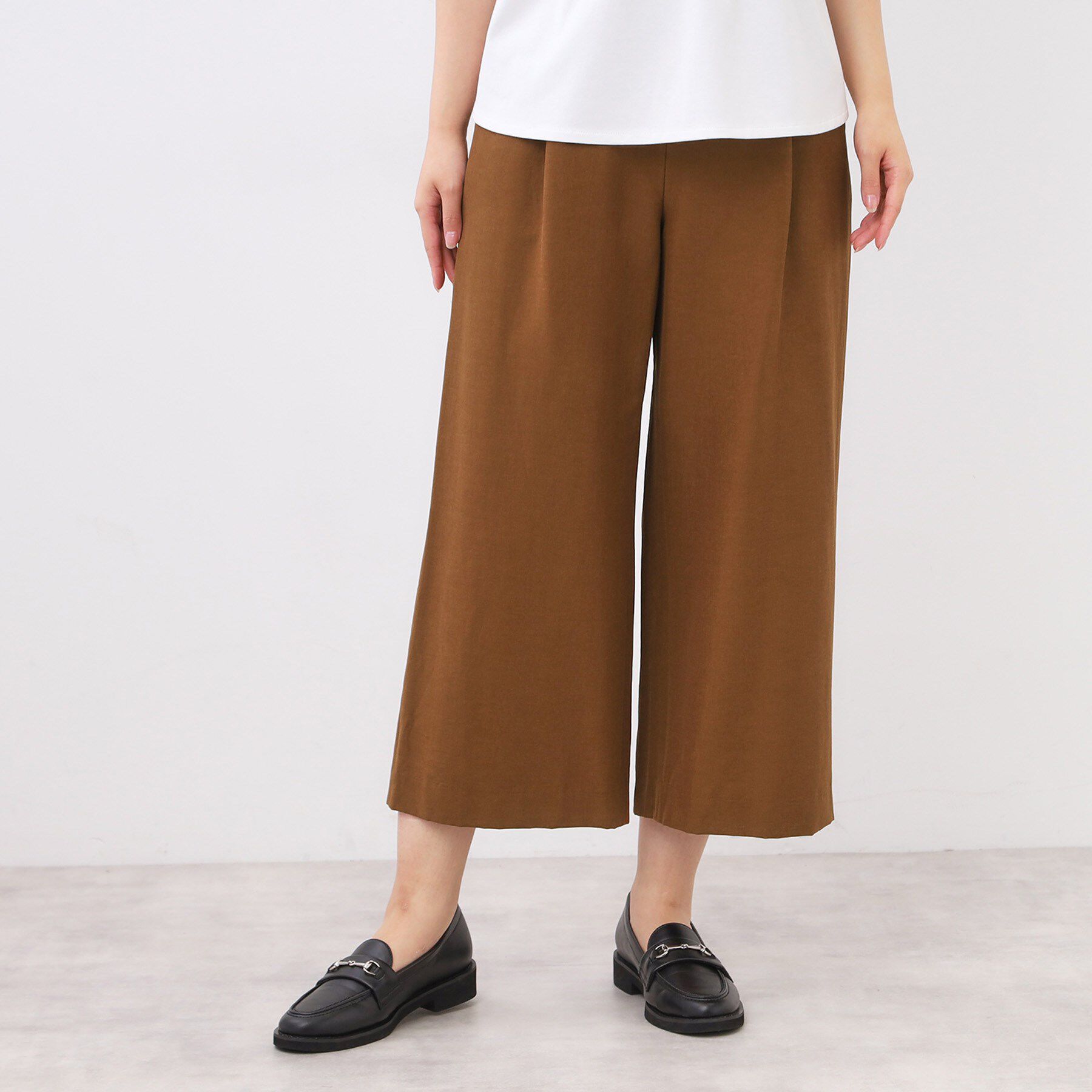 Reflect「【お腹・腰周りすっきり見え◎】ストレッチワイドクロップドパンツ」|その他|キャメルブラウン(0