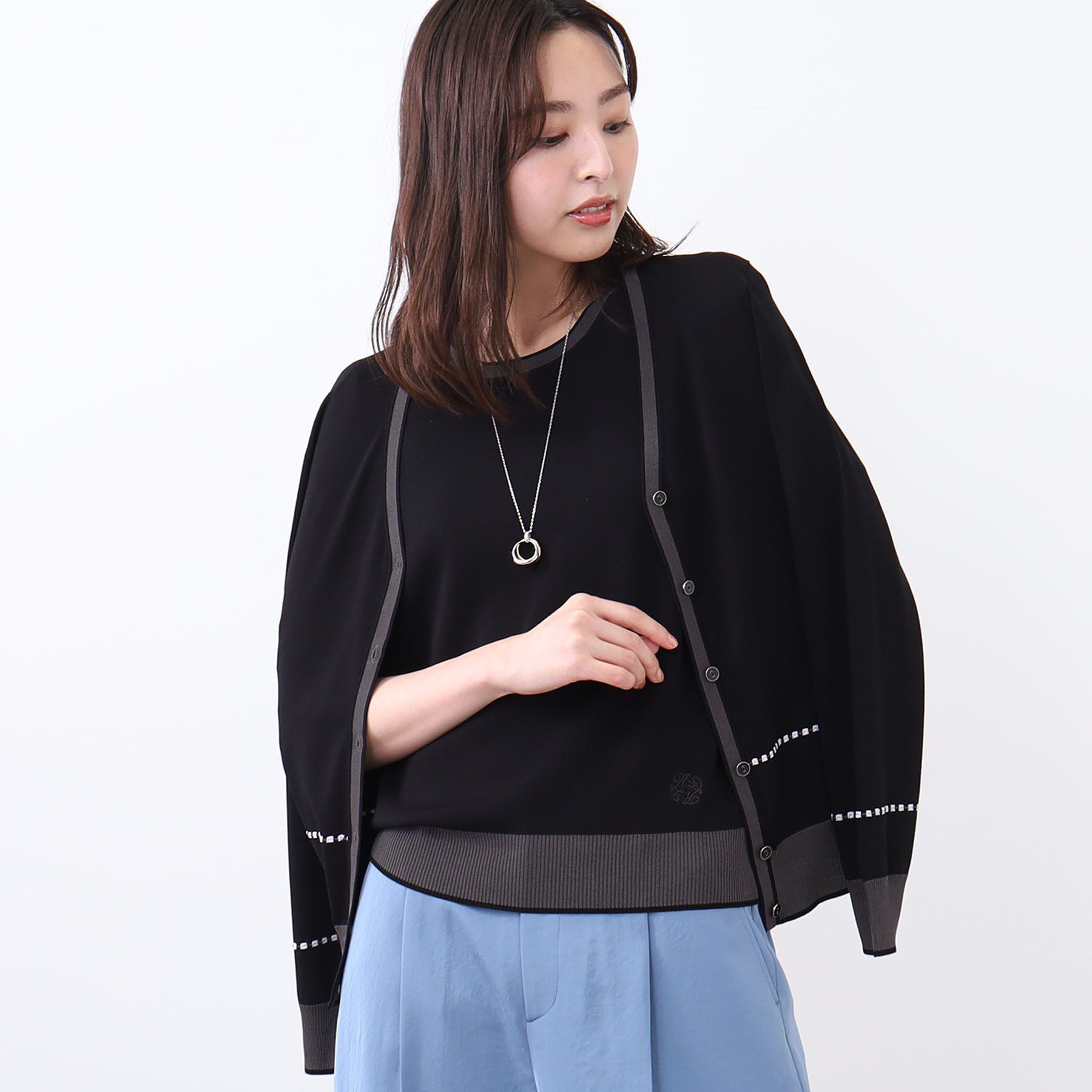 Reflect「【WEB先行カラーあり／手洗い可／アンサンブル可】バイカラーカーディガン」|カーディガン|