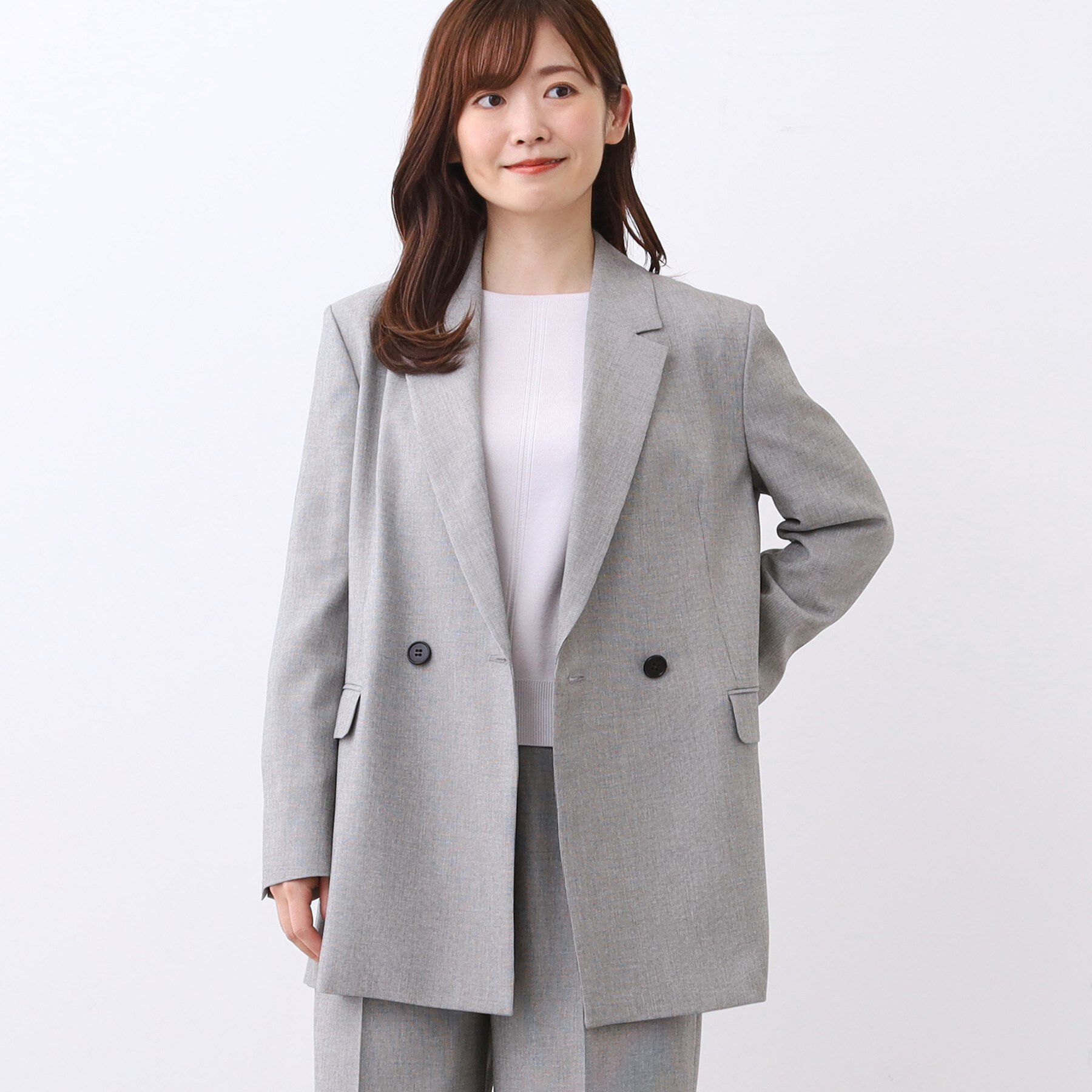 Reflect「【単品使いOK◎／ライトアウター／セットアップ可】リラクシーメランジジャケット」|テーラードジャケット|