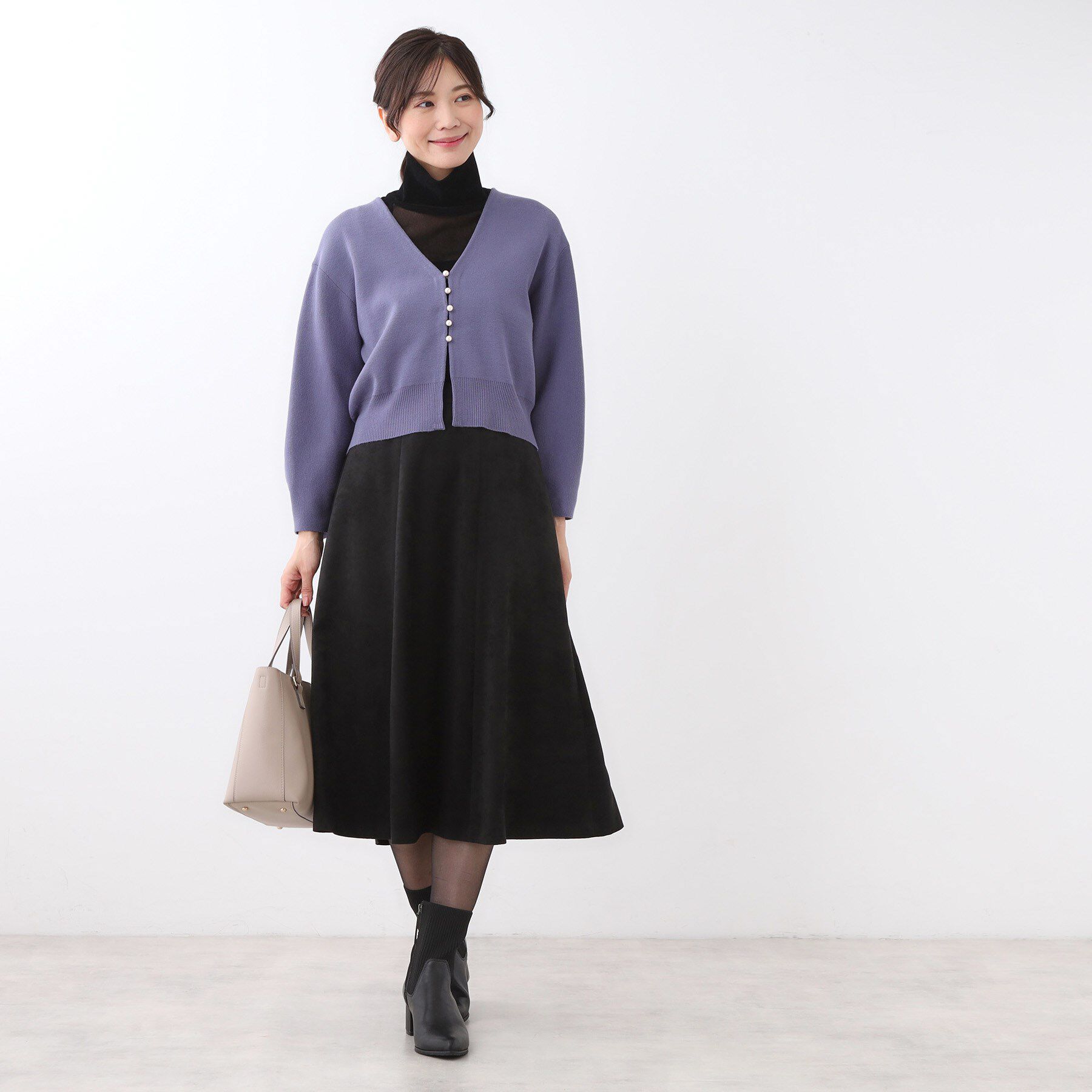 Reflect「【軽い羽織に◎／セットアップ可】パール調ボタン付きカーディガン」|カーディガン|