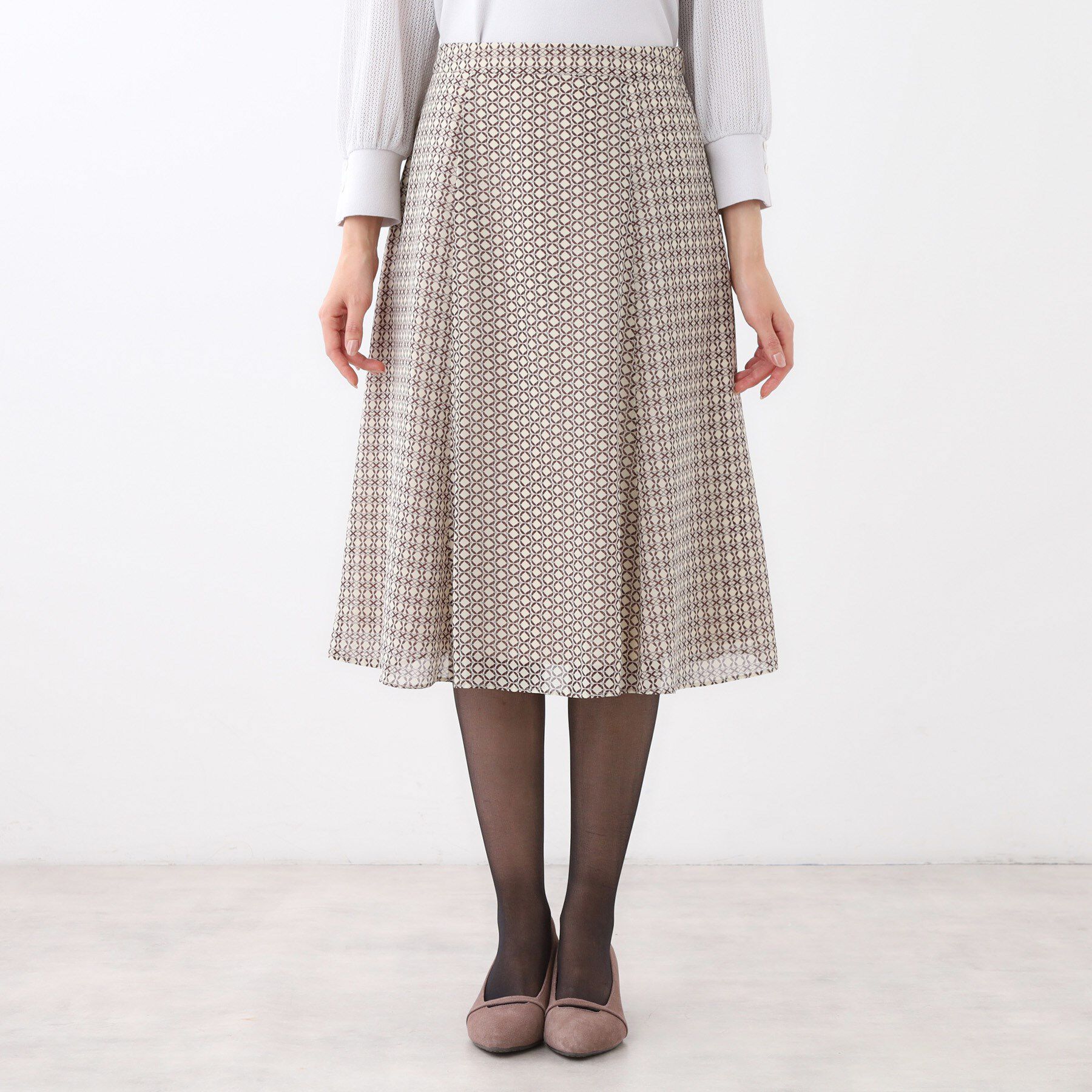 Reflect「【きちんと見え／セットアップ可／通勤におすすめ◎】フレアプリントスカート」|スカート|