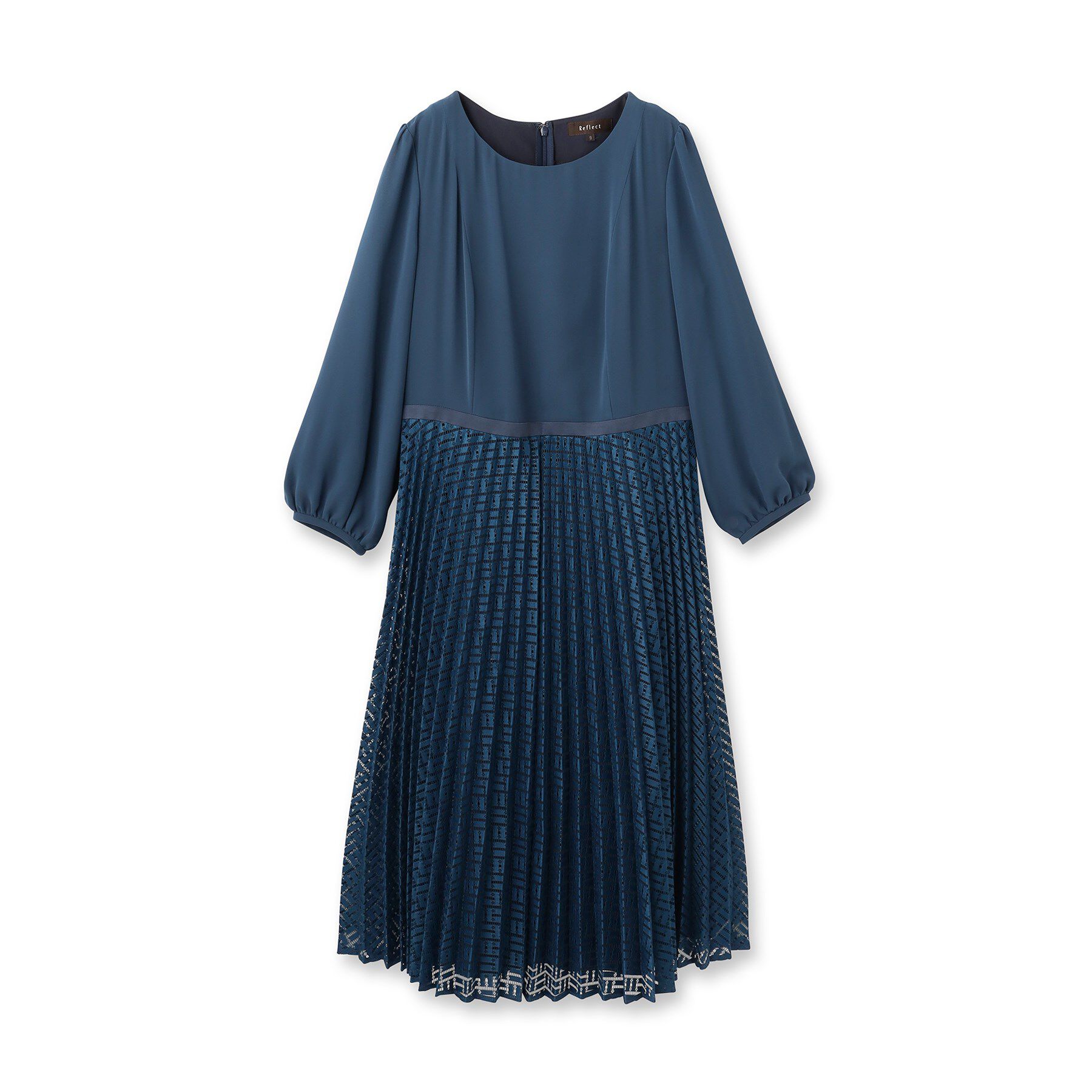 Reflect「【お仕事に◎】シフォン&times;幾何柄レースプリーツワンピース」|ワンピース|