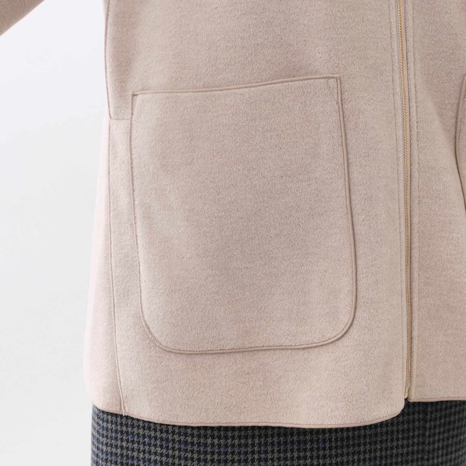 Reflect「【体型カバー／ゆったり着られる◎】リラクシーパイルコート」|ノーカラーコート|