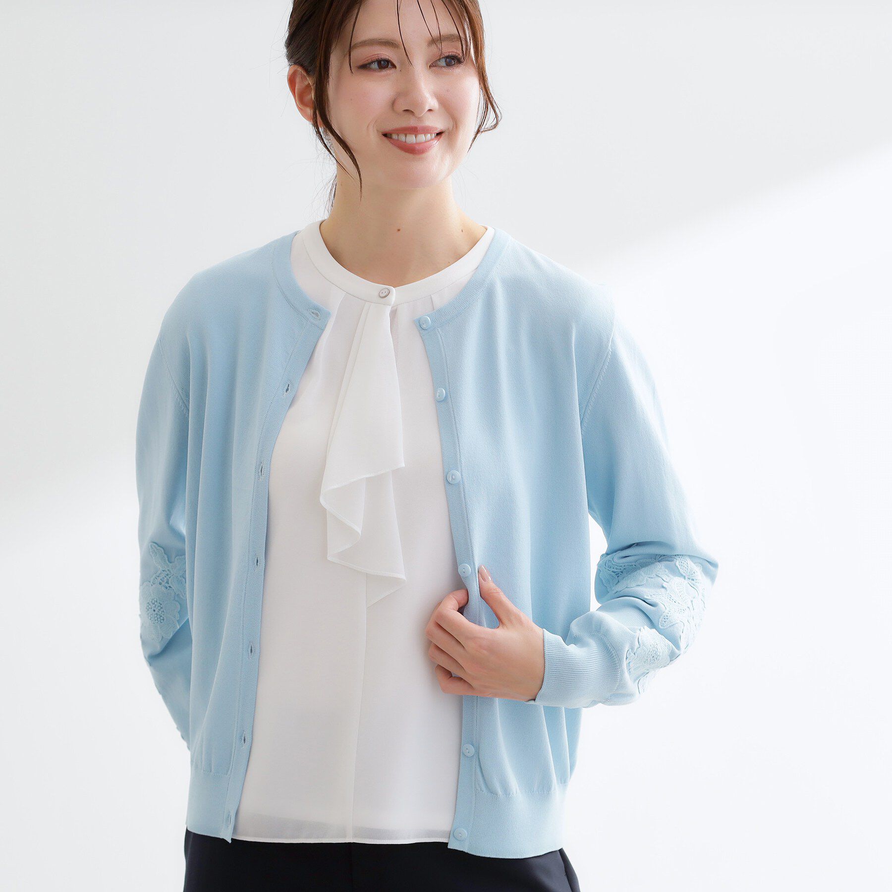 Reflect「レースデザインスリーブカーディガン」|カーディガン|