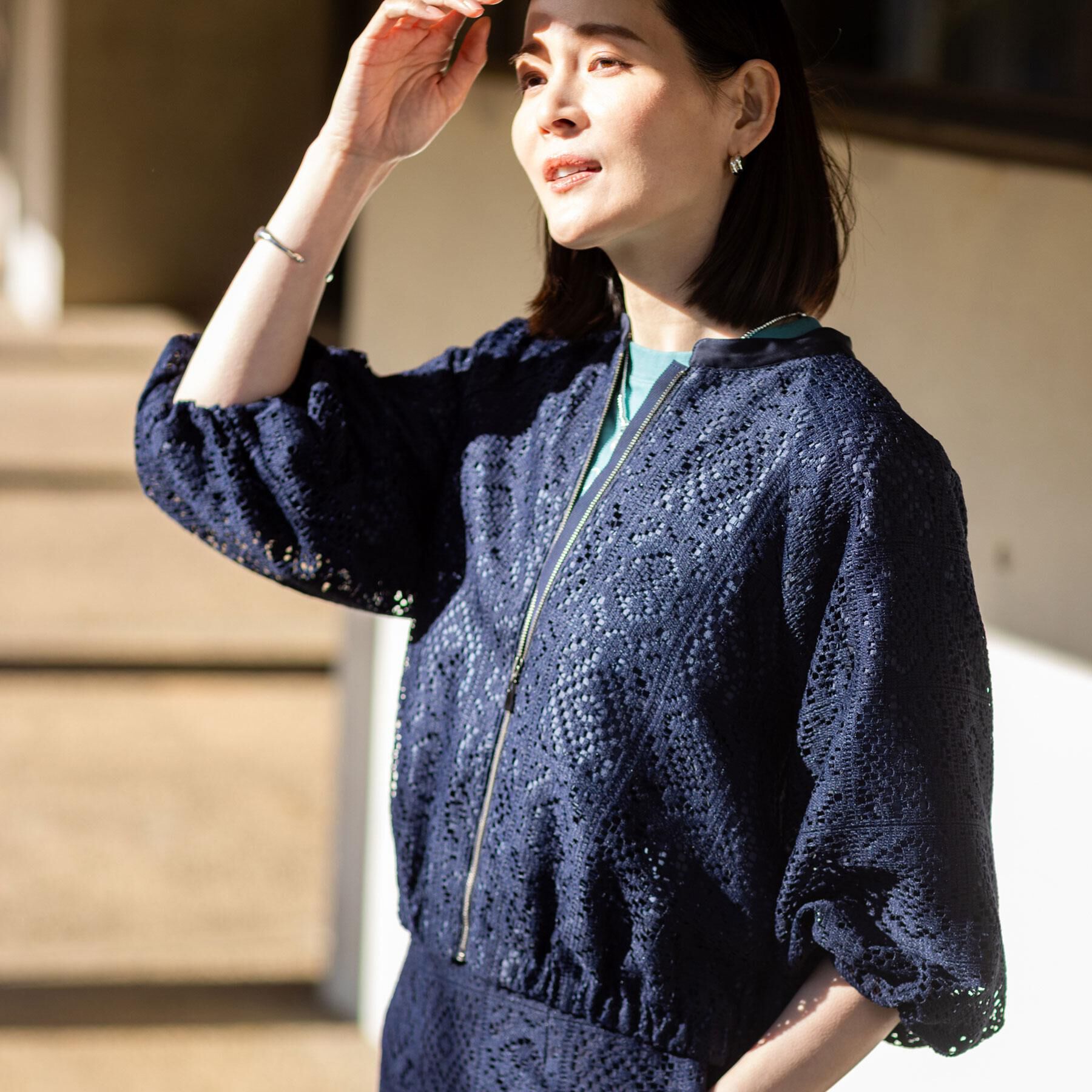 Reflect「【セットアップ可】ジップアップレースショートブルゾン」|ブルゾン・スタジャン|