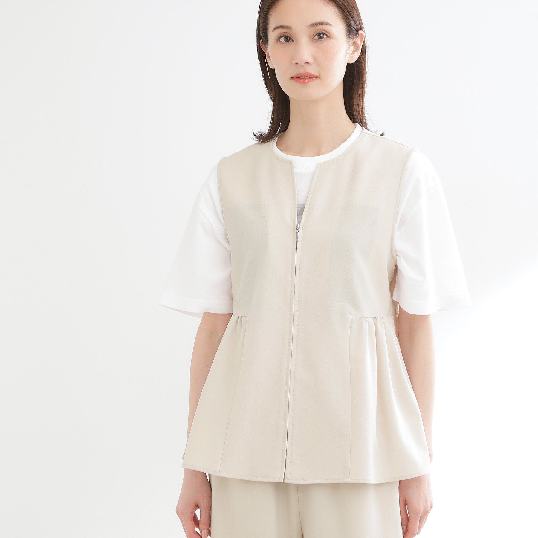 Reflect「【単品使い◎】ペプラムベスト＋リラクシーパンツセット」|スーツ|