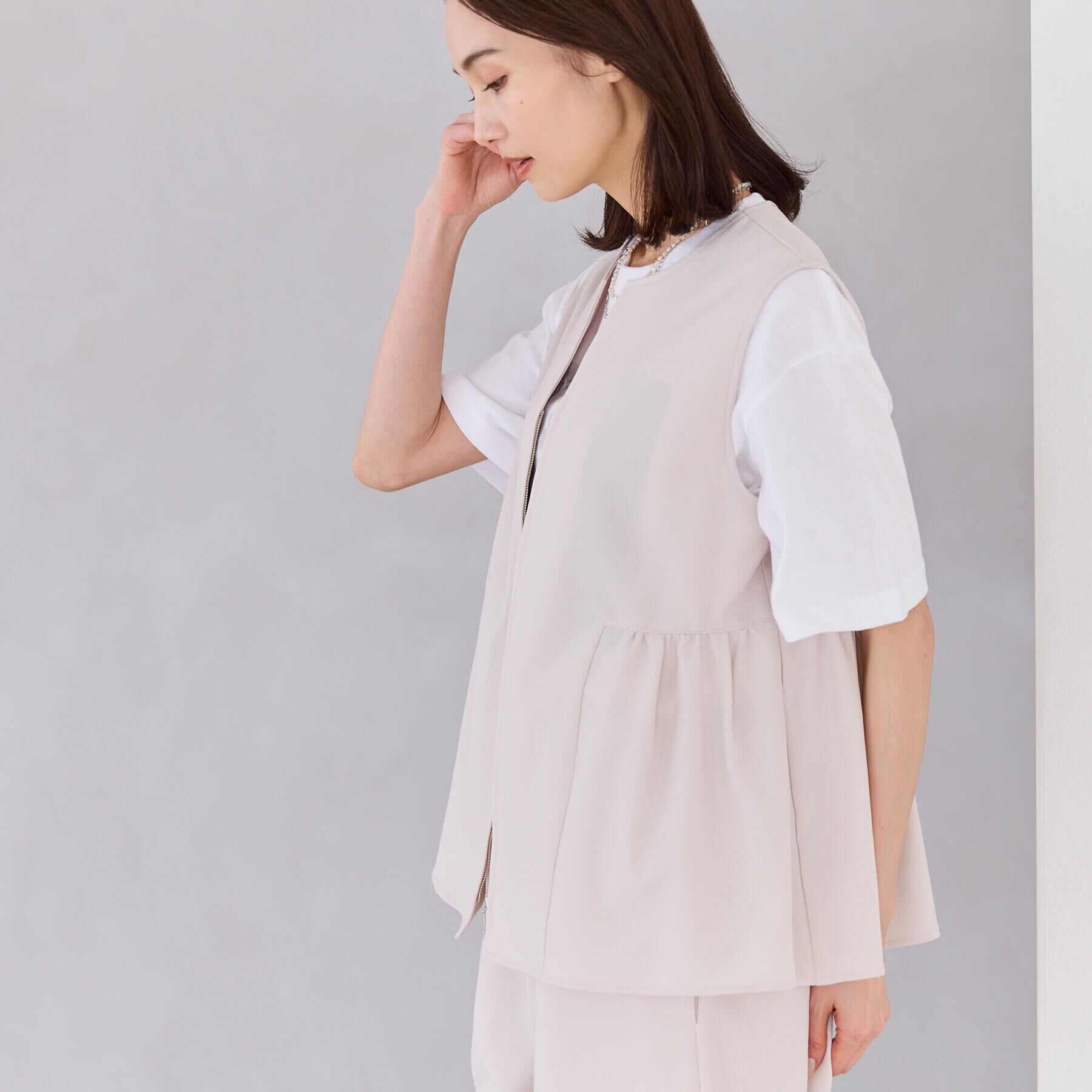 Reflect「【単品使い◎】ペプラムベスト＋リラクシーパンツセット」|スーツ|