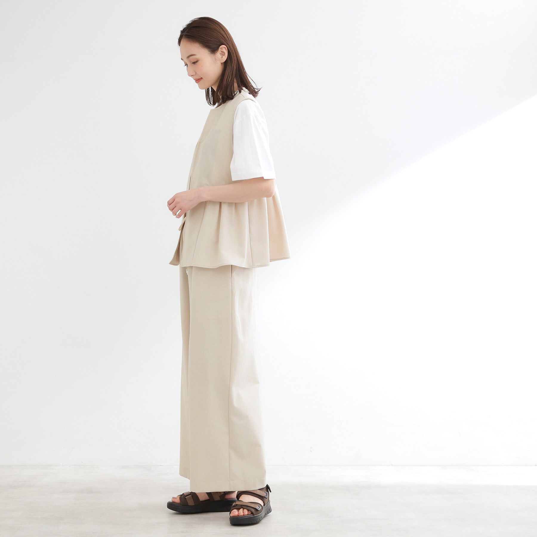 Reflect「【単品使い◎】ペプラムベスト＋リラクシーパンツセット」|スーツ|