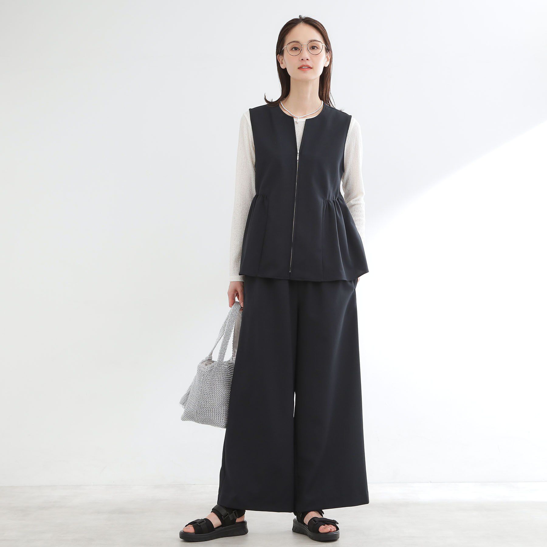 Reflect「【単品使い◎】ペプラムベスト＋リラクシーパンツセット」|スーツ|