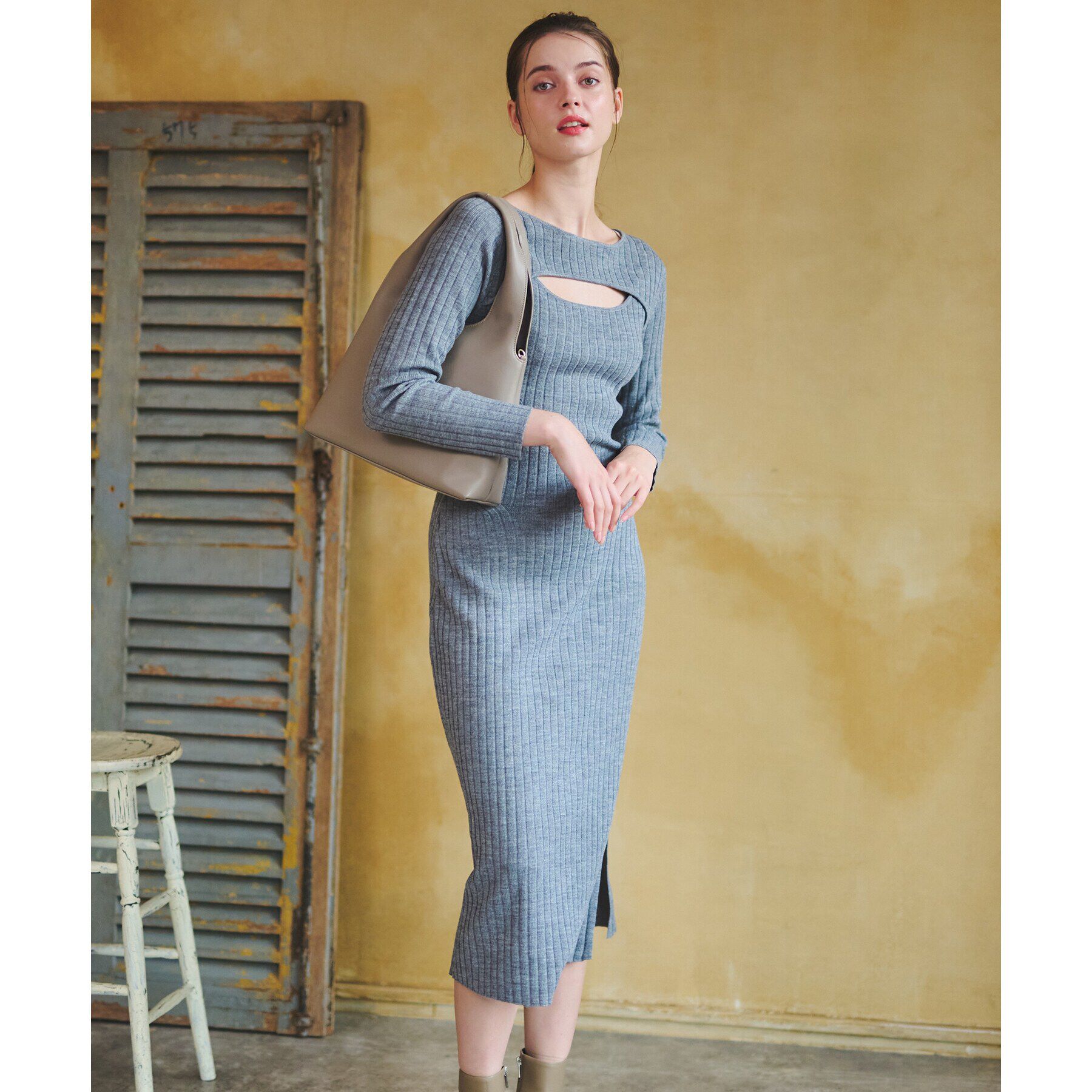 DRESSTERIOR「デコルテリブニットワンピース」|ワンピース|