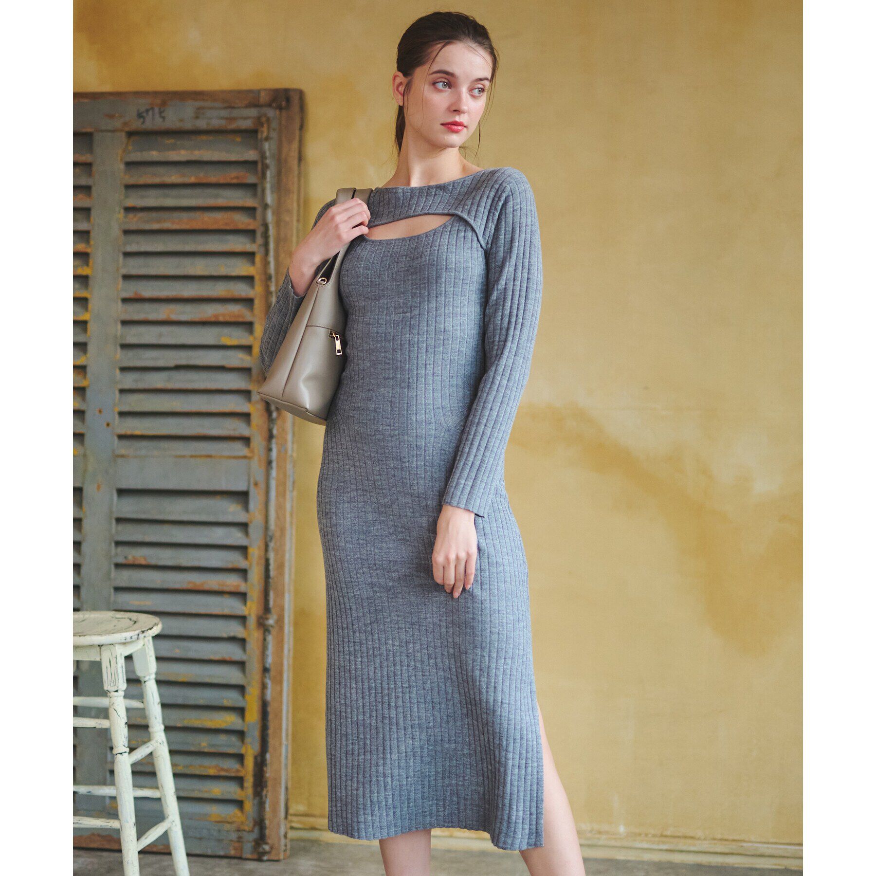 DRESSTERIOR「デコルテリブニットワンピース」|ワンピース|