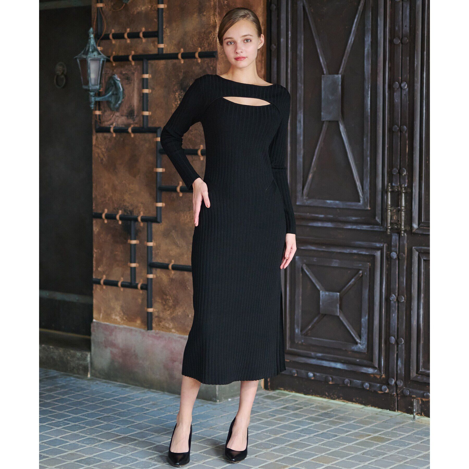 DRESSTERIOR「デコルテリブニットワンピース」|ワンピース|