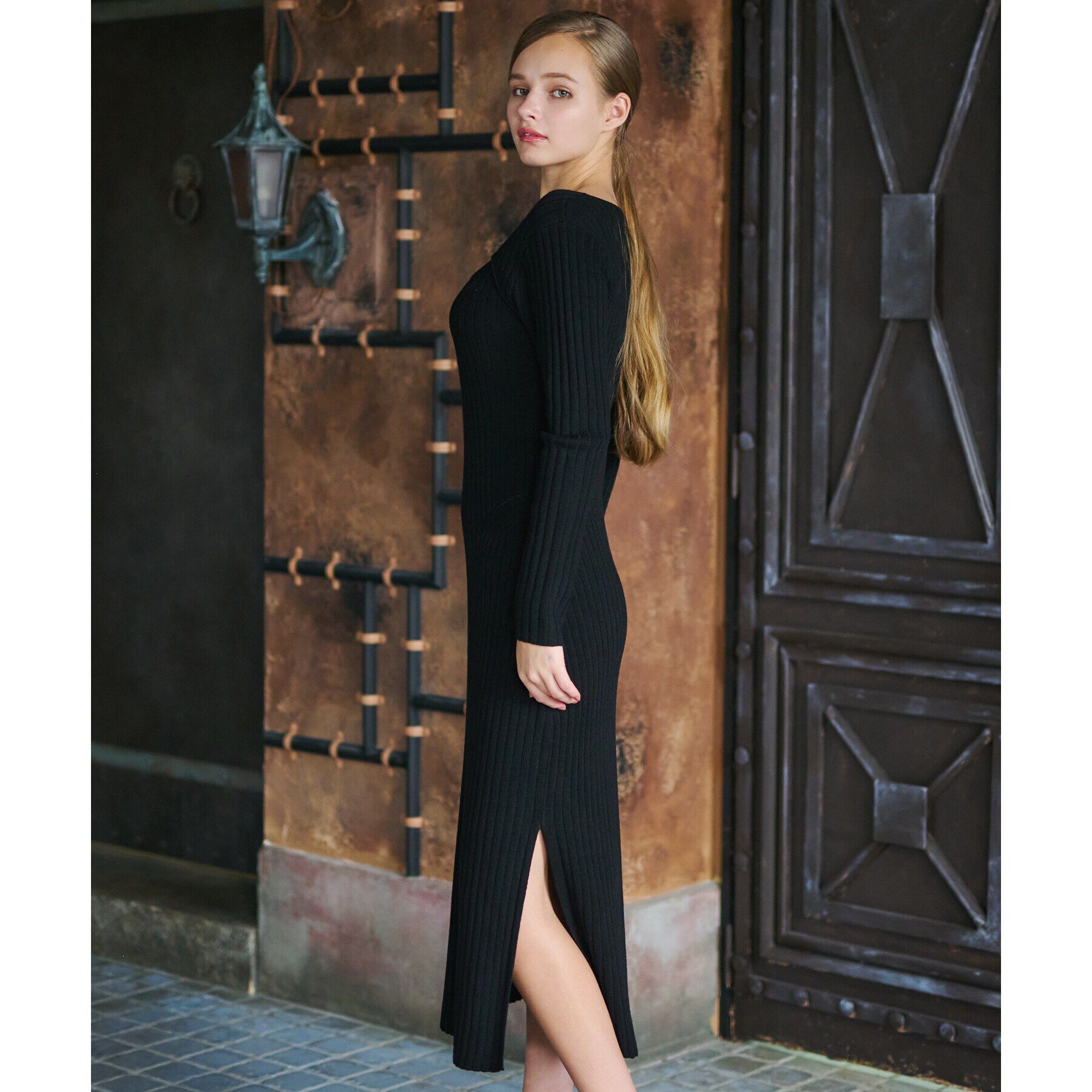 DRESSTERIOR「デコルテリブニットワンピース」|ワンピース|