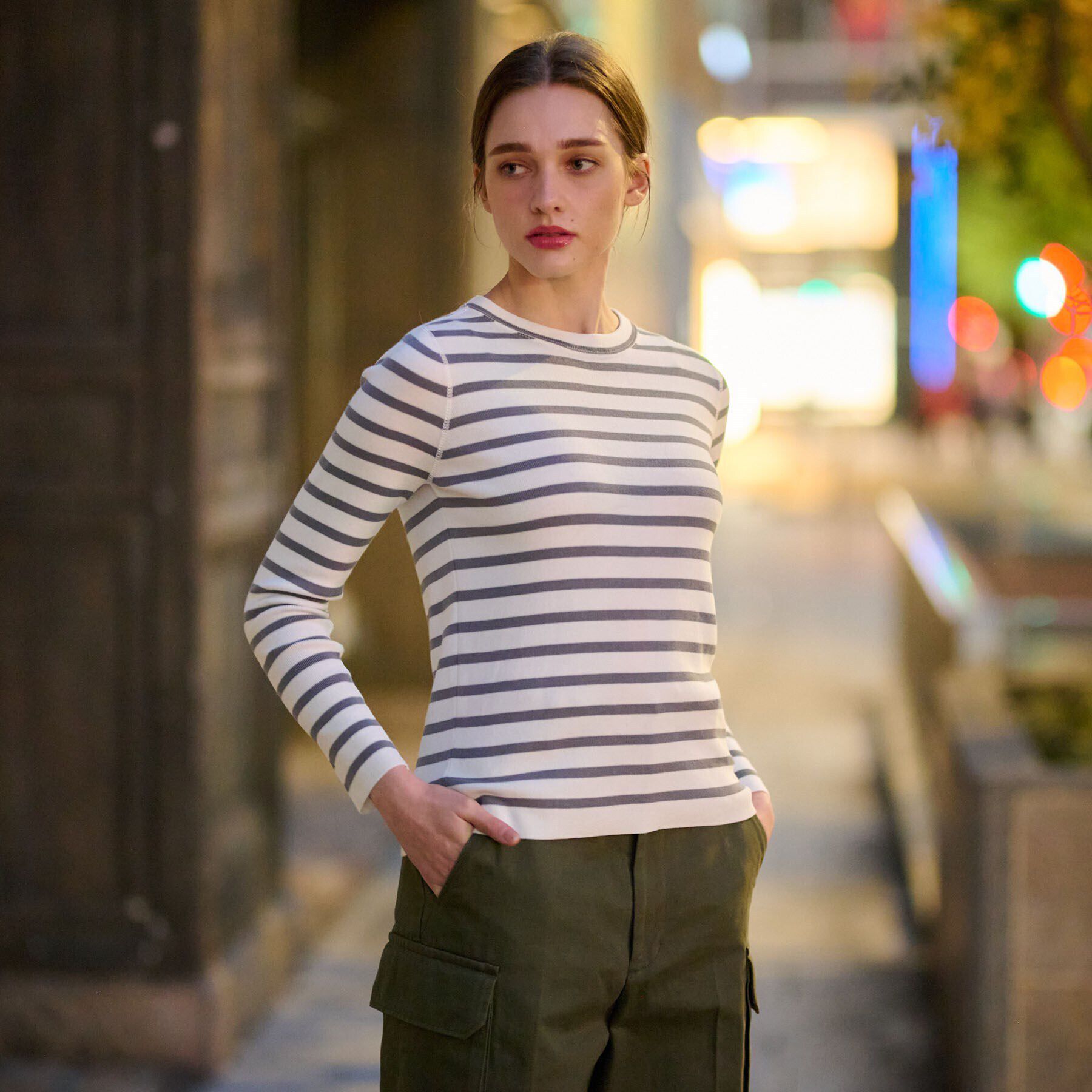 DRESSTERIOR「コットンフルニードルボーダー」|ニット・セーター|