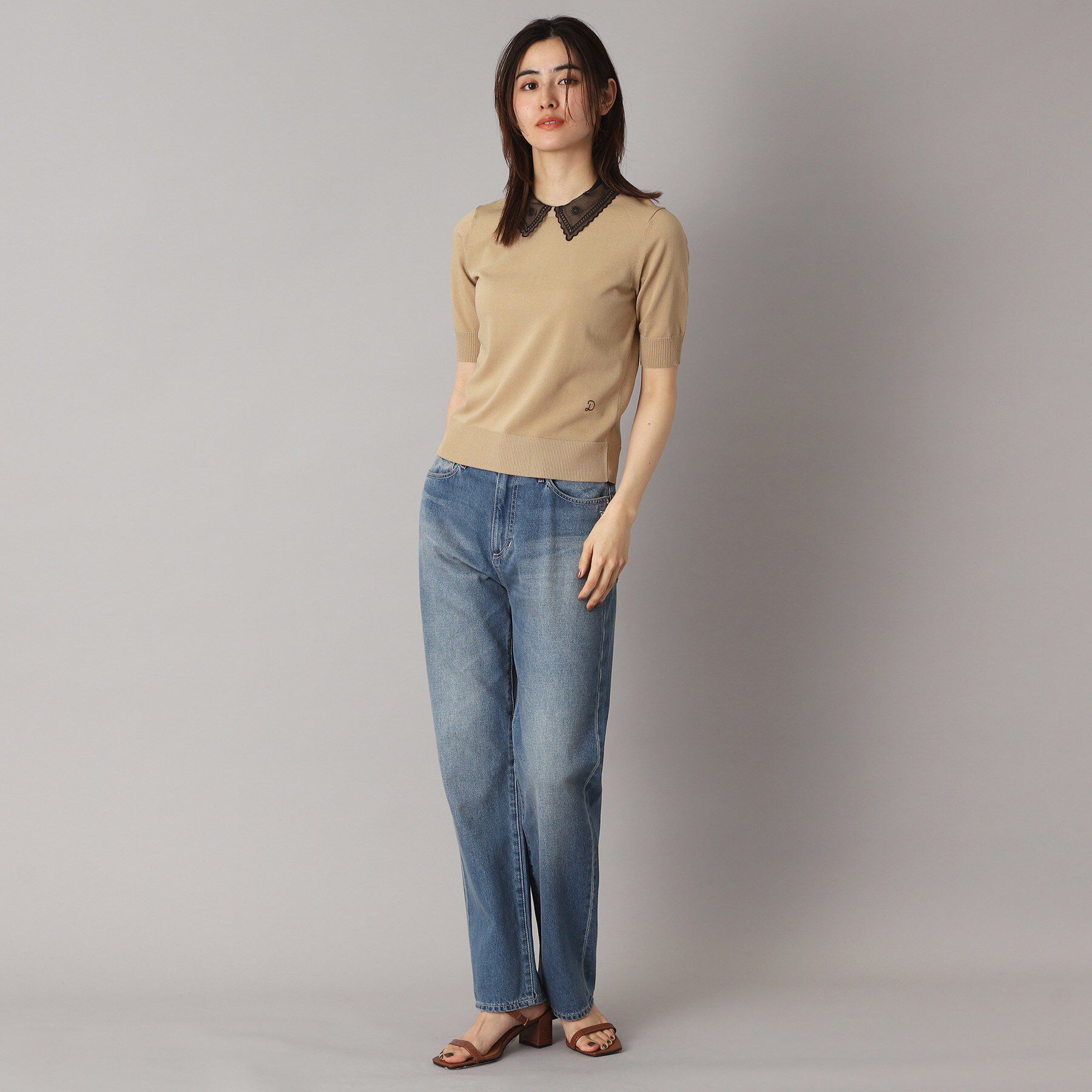 DRESSTERIOR「【洗える／2WAY】エンブロイダリーカラーニット」|ニット・セーター|