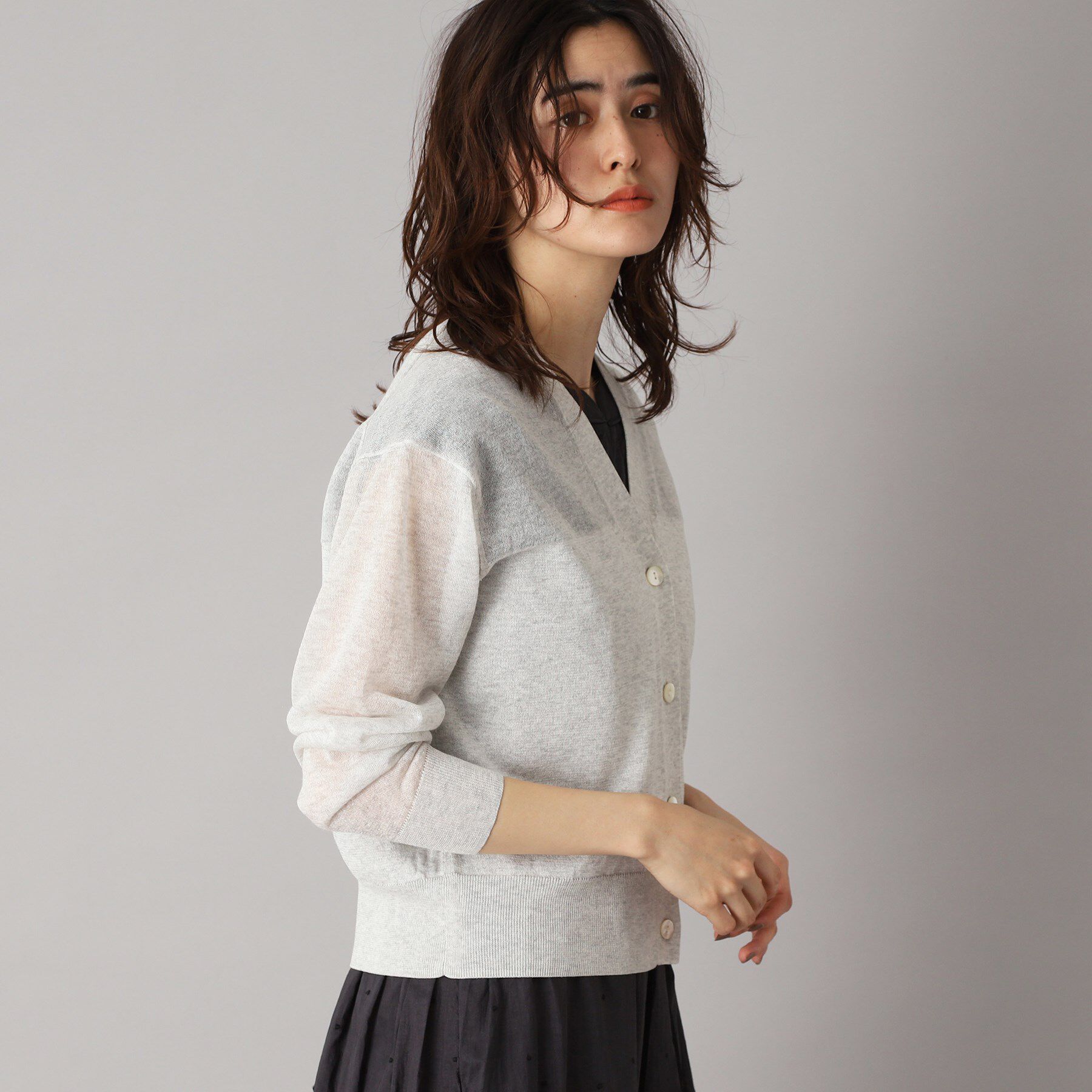 DRESSTERIOR「【洗える/ショート丈】シアーコンビカーディガン」|カーディガン|