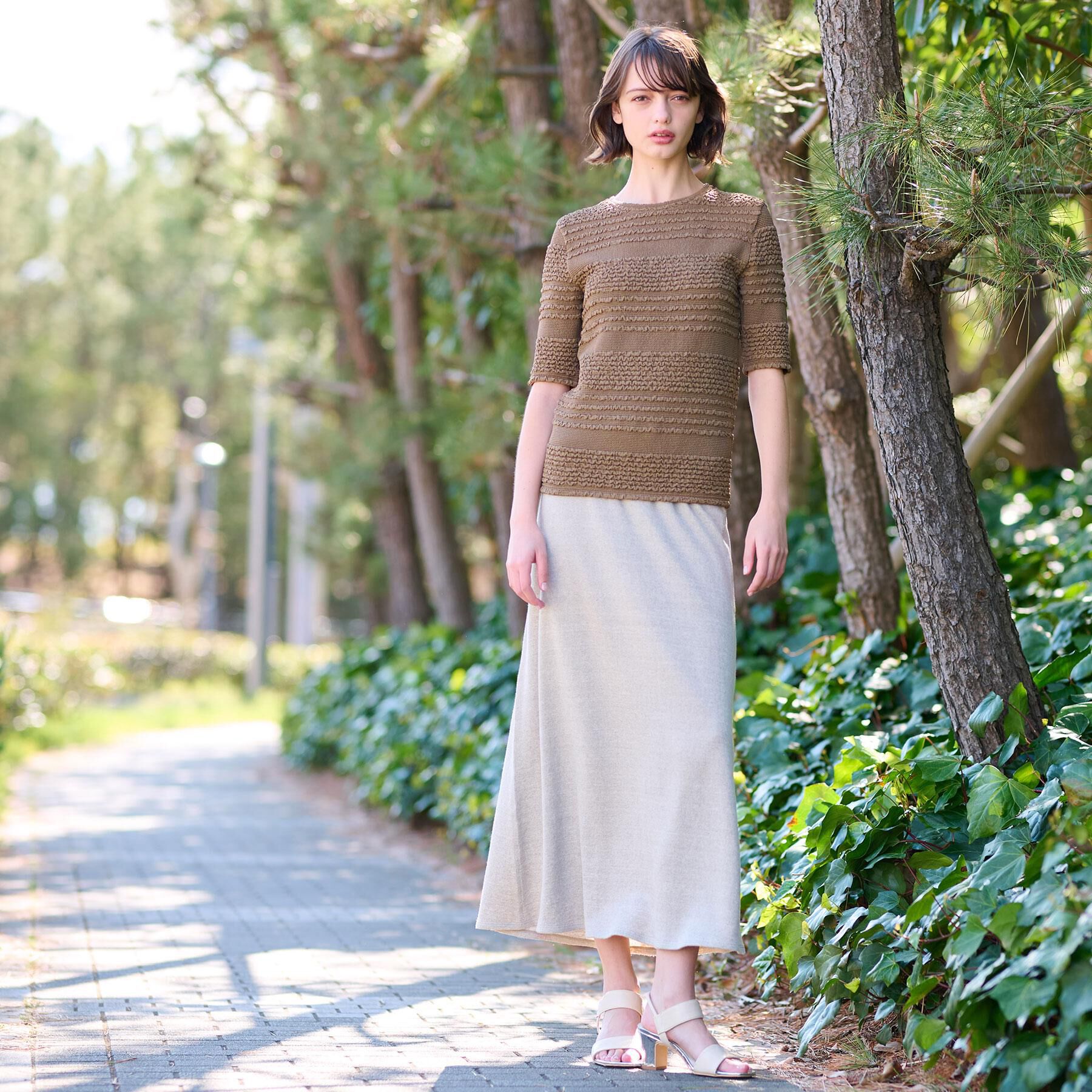 DRESSTERIOR「【洗える/ウエストゴム/セットアップ可】リネン裏毛スカート」|スカート|