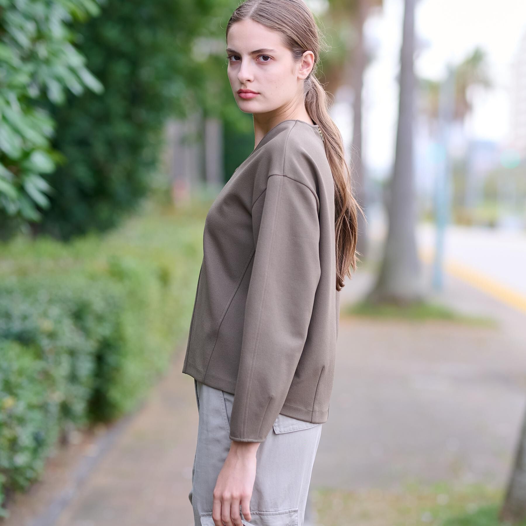 DRESSTERIOR「【洗える/イージーケア】Vネックジョーゼットプルオーバー」|Tシャツ・カットソー|