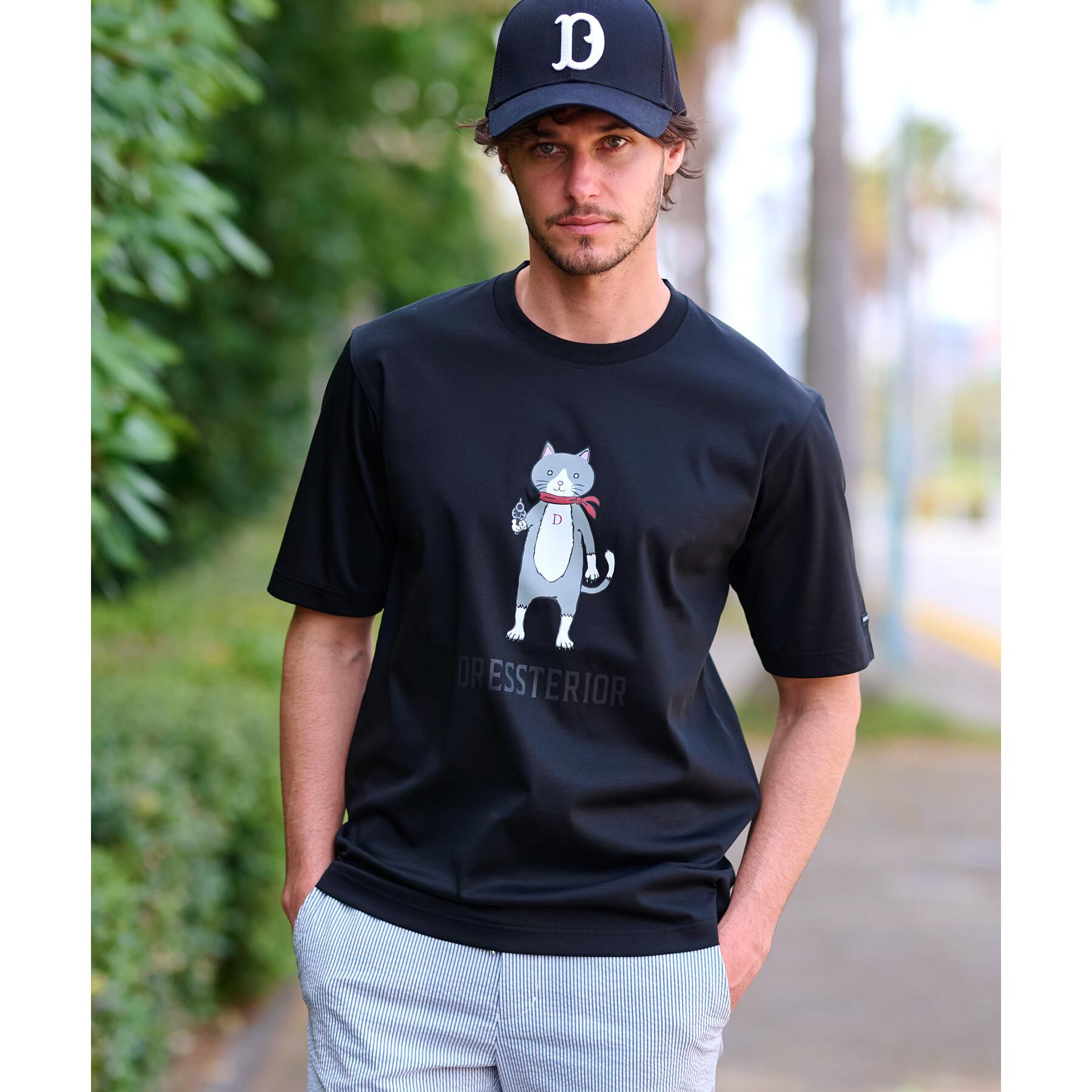 DRESSTERIOR「【接触冷感／抗菌防臭／消臭】ICE CLEAR COTTON キャットTシャツ」|Tシャツ・カットソー|