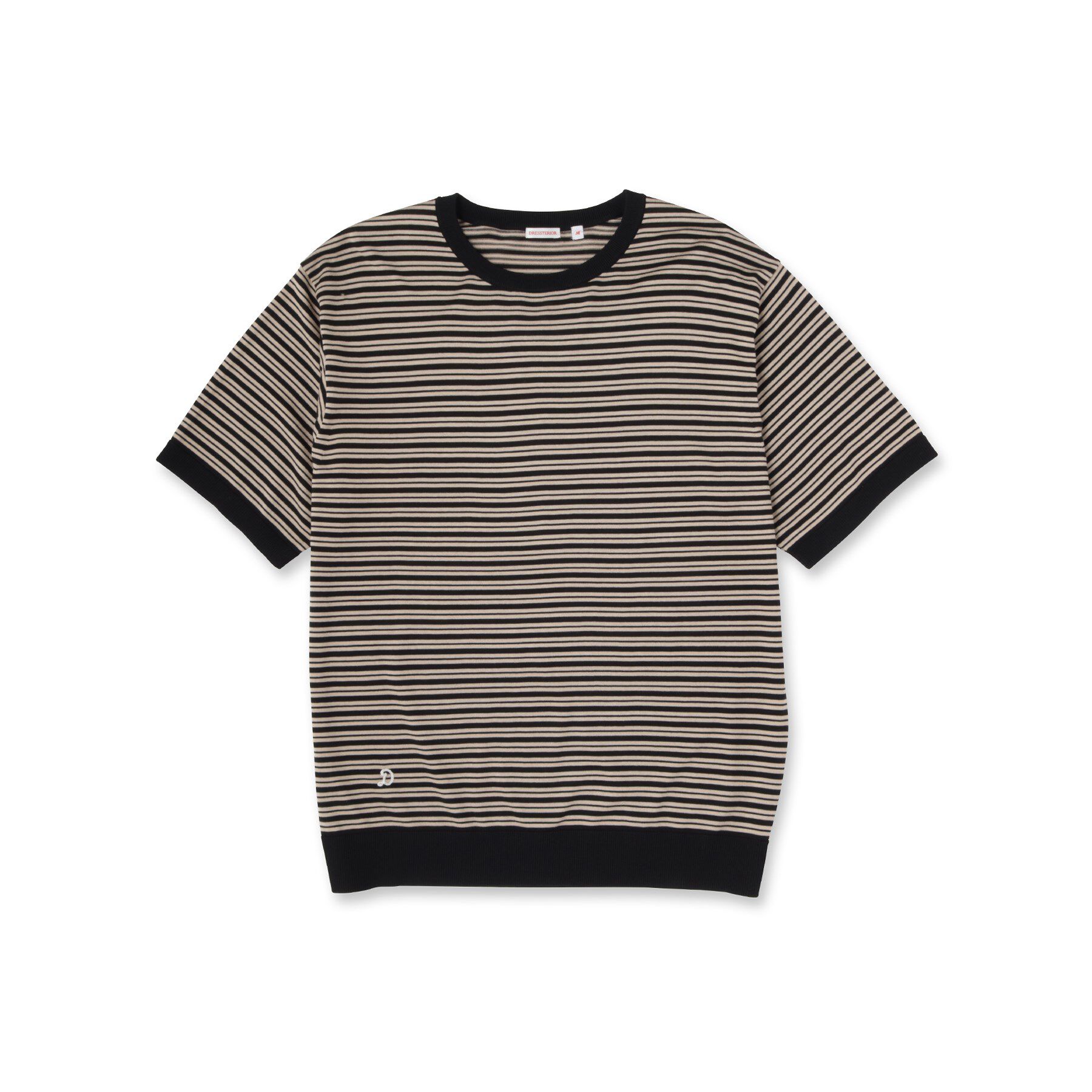 DRESSTERIOR「シルク混ボーダーハーフスリーブニットT」|ニット・セーター|