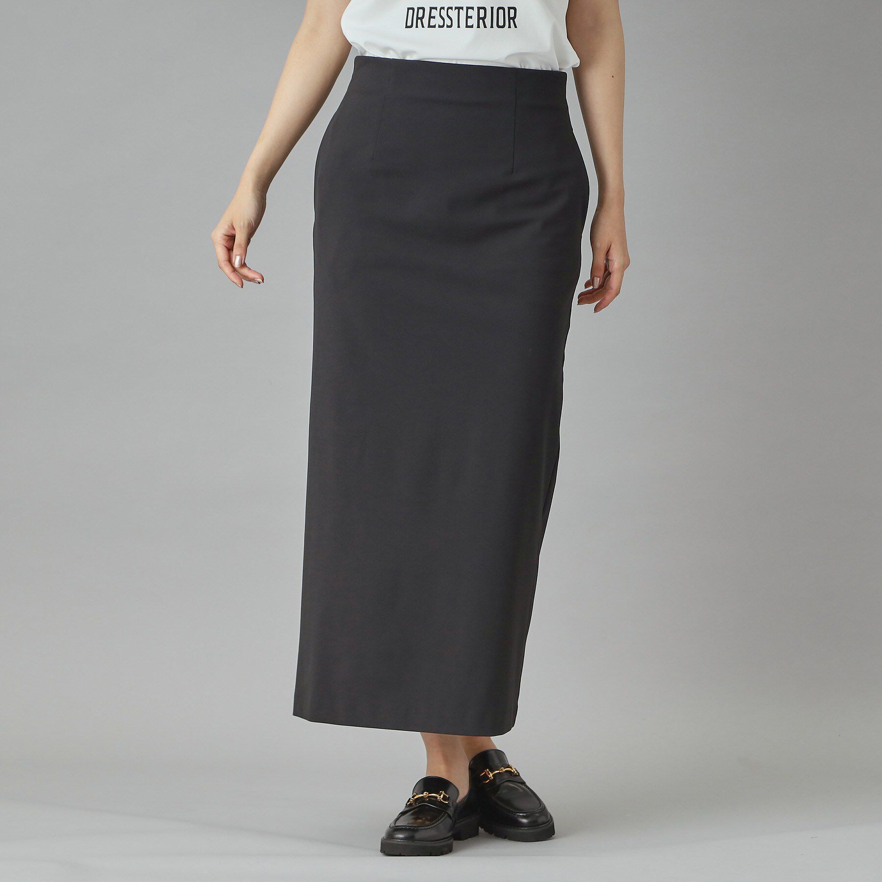 DRESSTERIOR「【洗える/ポケット付き】ストレッチナロースカート」|スカート|ブラック(019)