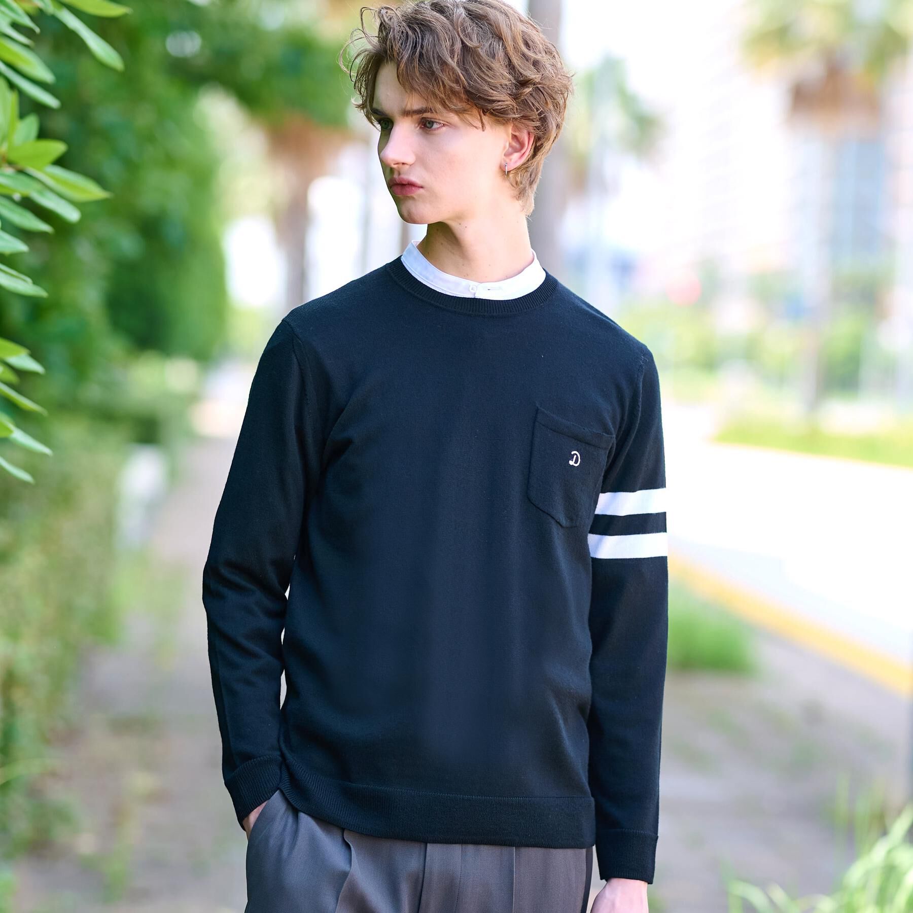 DRESSTERIOR「ウォッシャブルファインメリノ クルーネックニット」|ニット・セーター|ブラック(019)