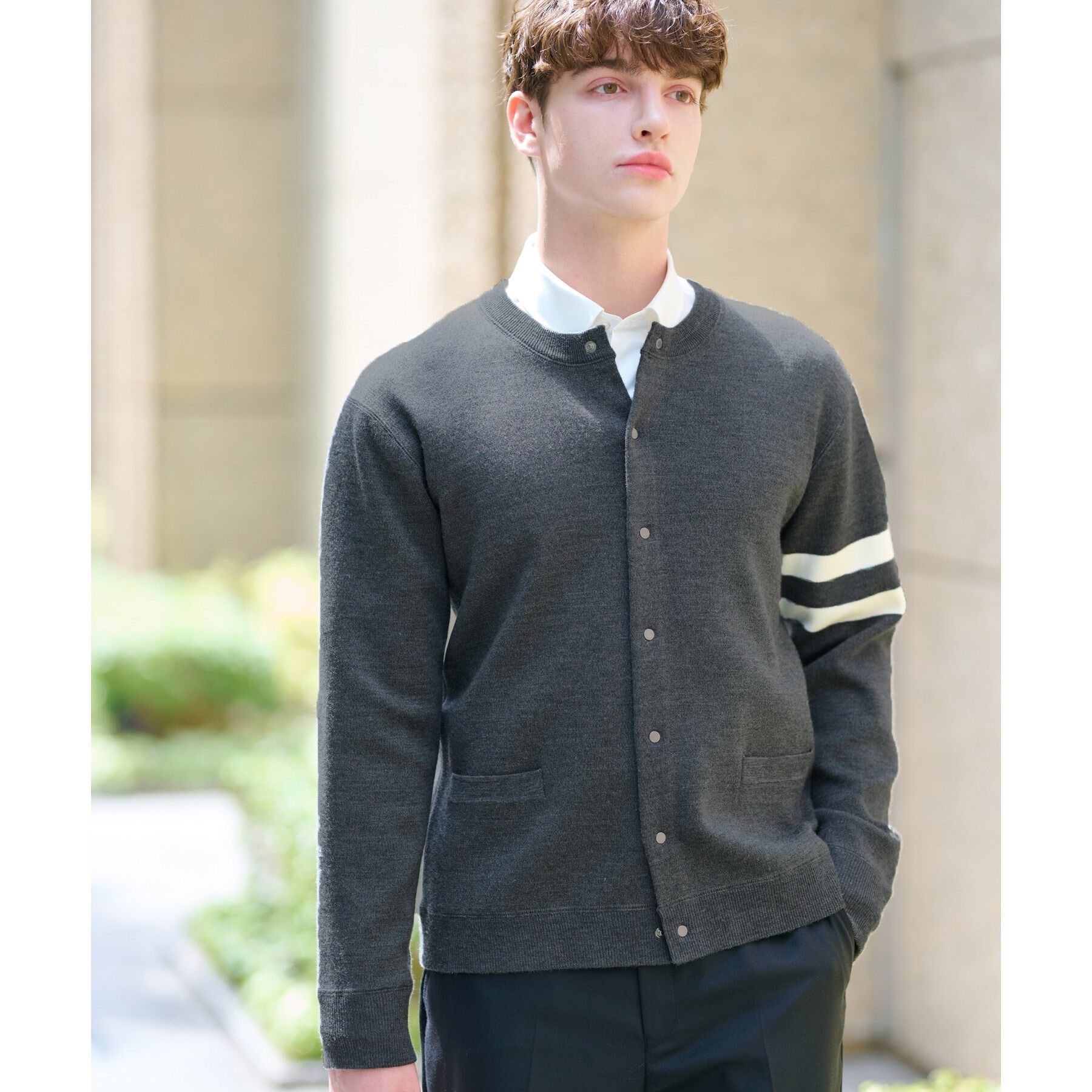 DRESSTERIOR「ウォッシャブル アームライン ラウンドカーディガン」|カーディガン|