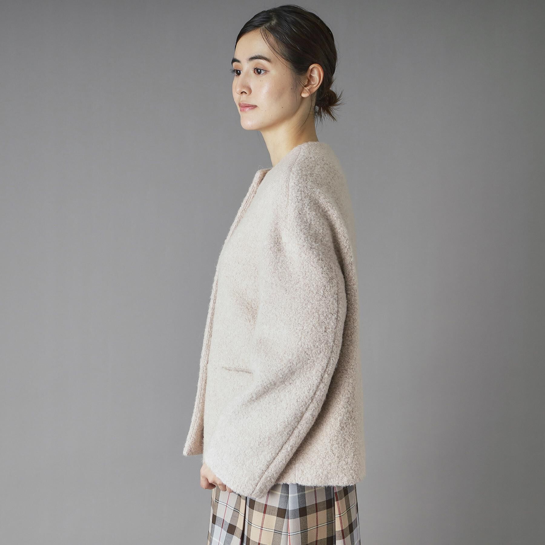 DRESSTERIOR「ループヤーンショートジャケット」|ノーカラーコート|