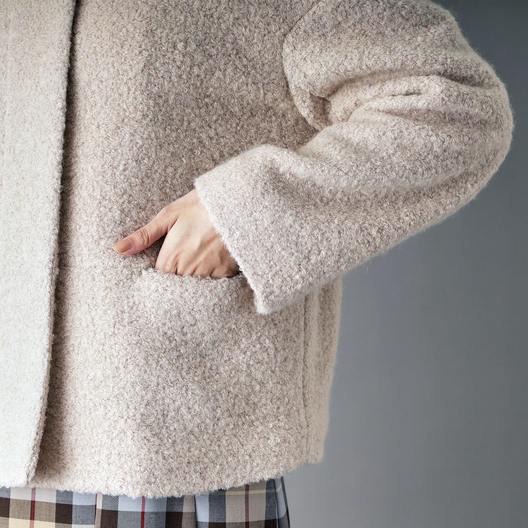 DRESSTERIOR「ループヤーンショートジャケット」|ノーカラーコート|