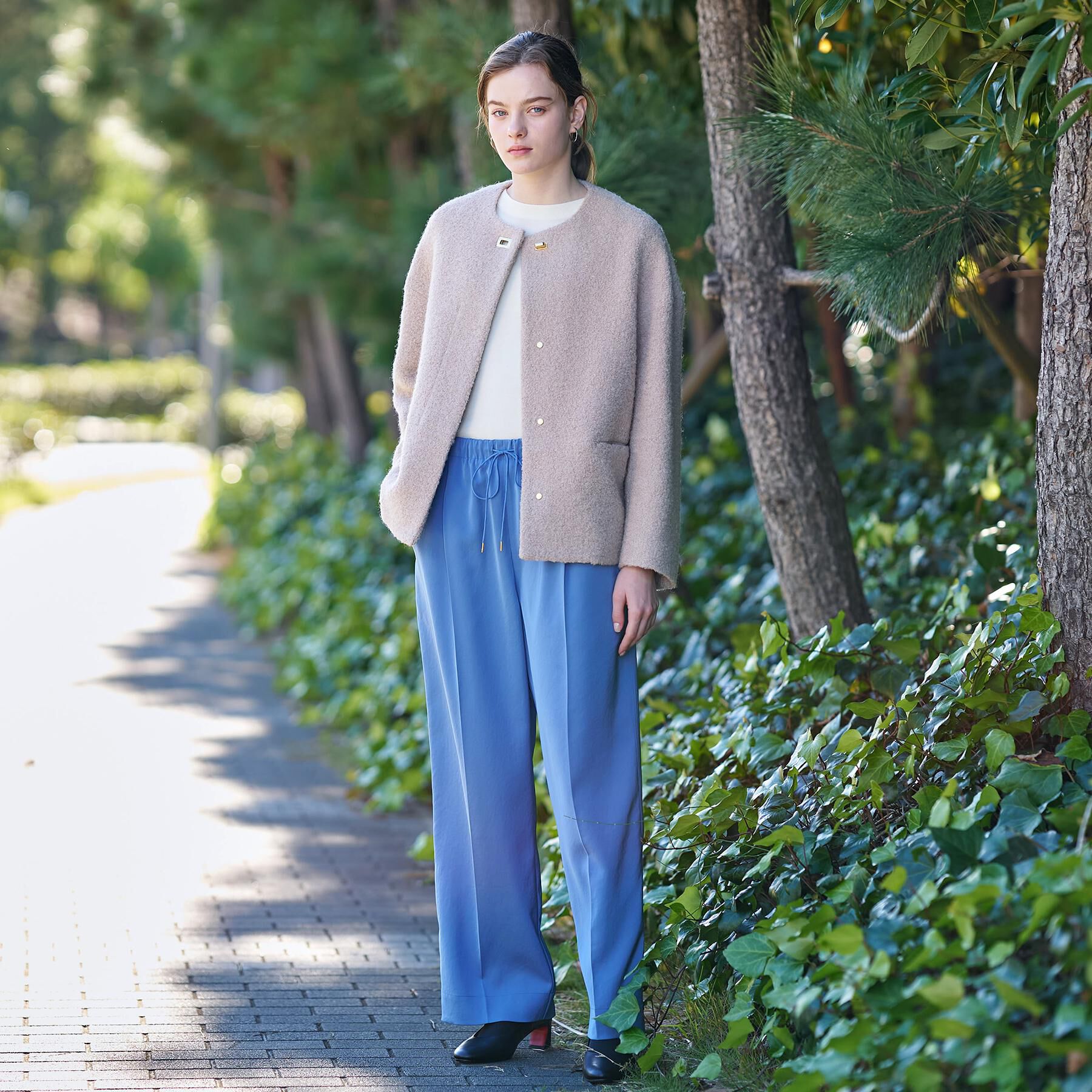 DRESSTERIOR「ループヤーンショートジャケット」|ノーカラーコート|