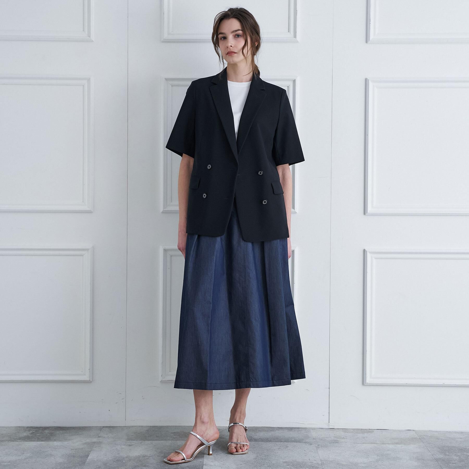 DRESSTERIOR「クールタッチ デニムライク タックスカート」|スカート|