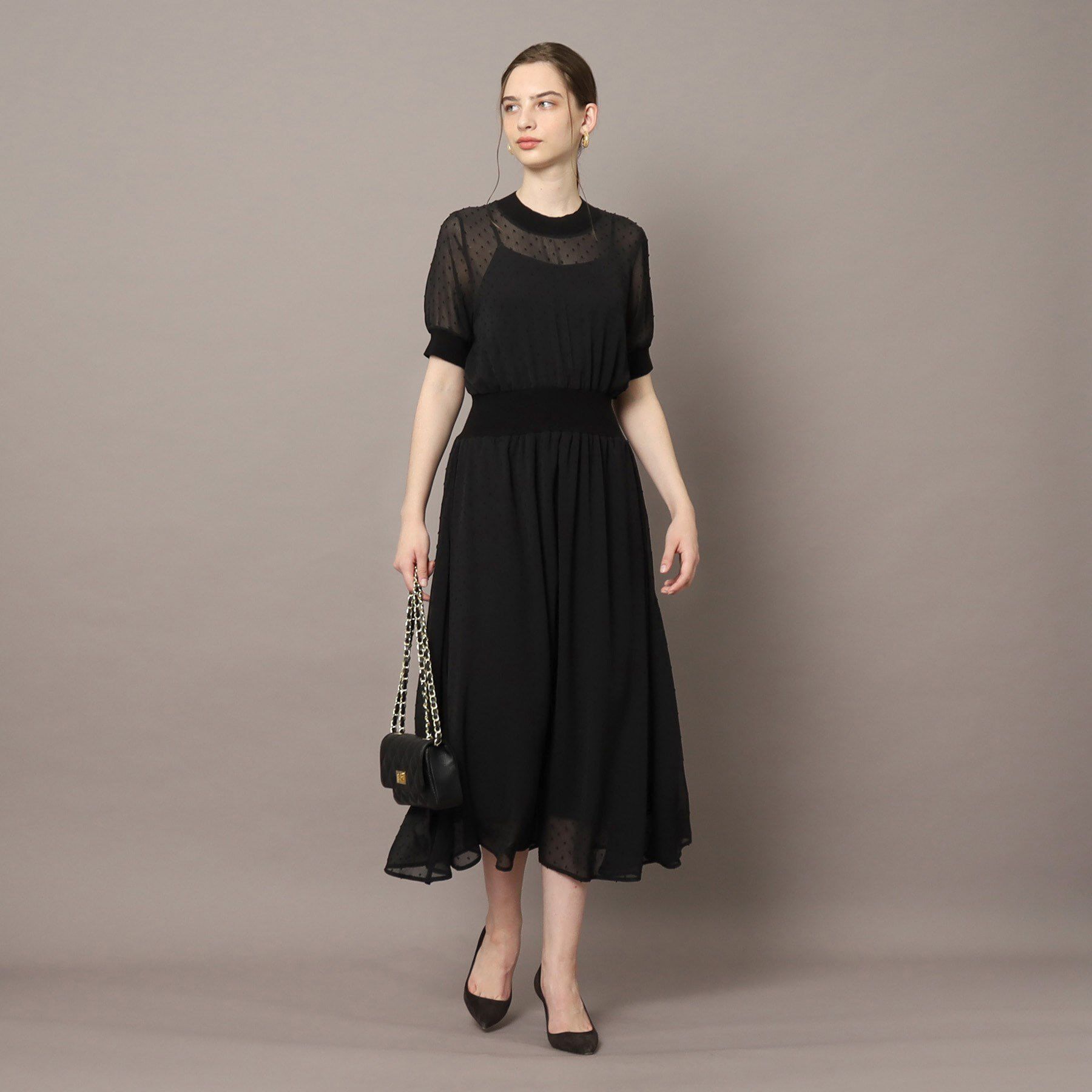 DRESSTERIOR「【otonaMUSE5月号掲載/ウォッシャブル】ドットカットジャガードドレス」|ワンピース|