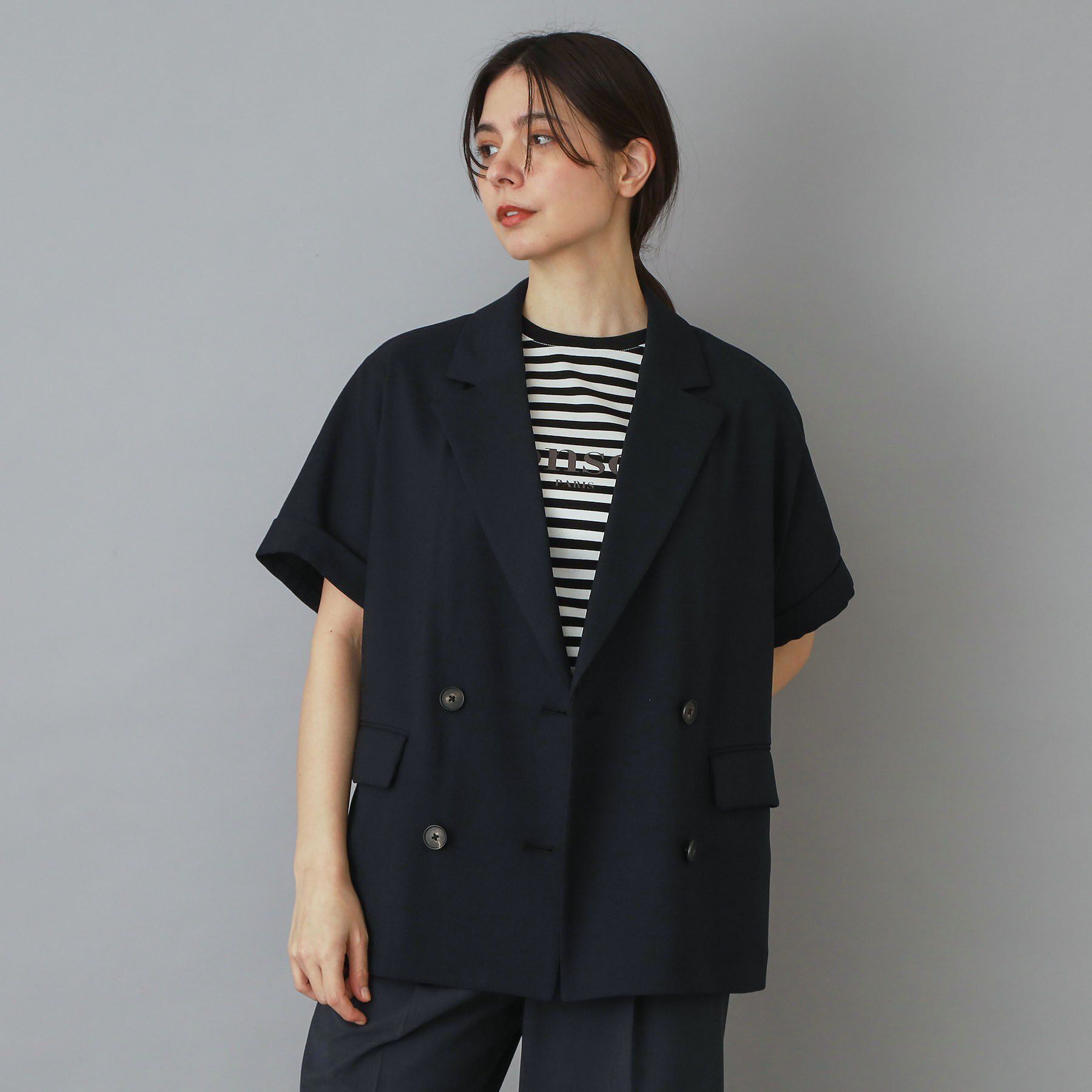 DRESSTERIOR「【UVカット/接触冷感/吸水速乾/セットアップ可】ウォッシャブル リネンライクドルマンジャケット」|テーラードジャケット|ネイビー(094)