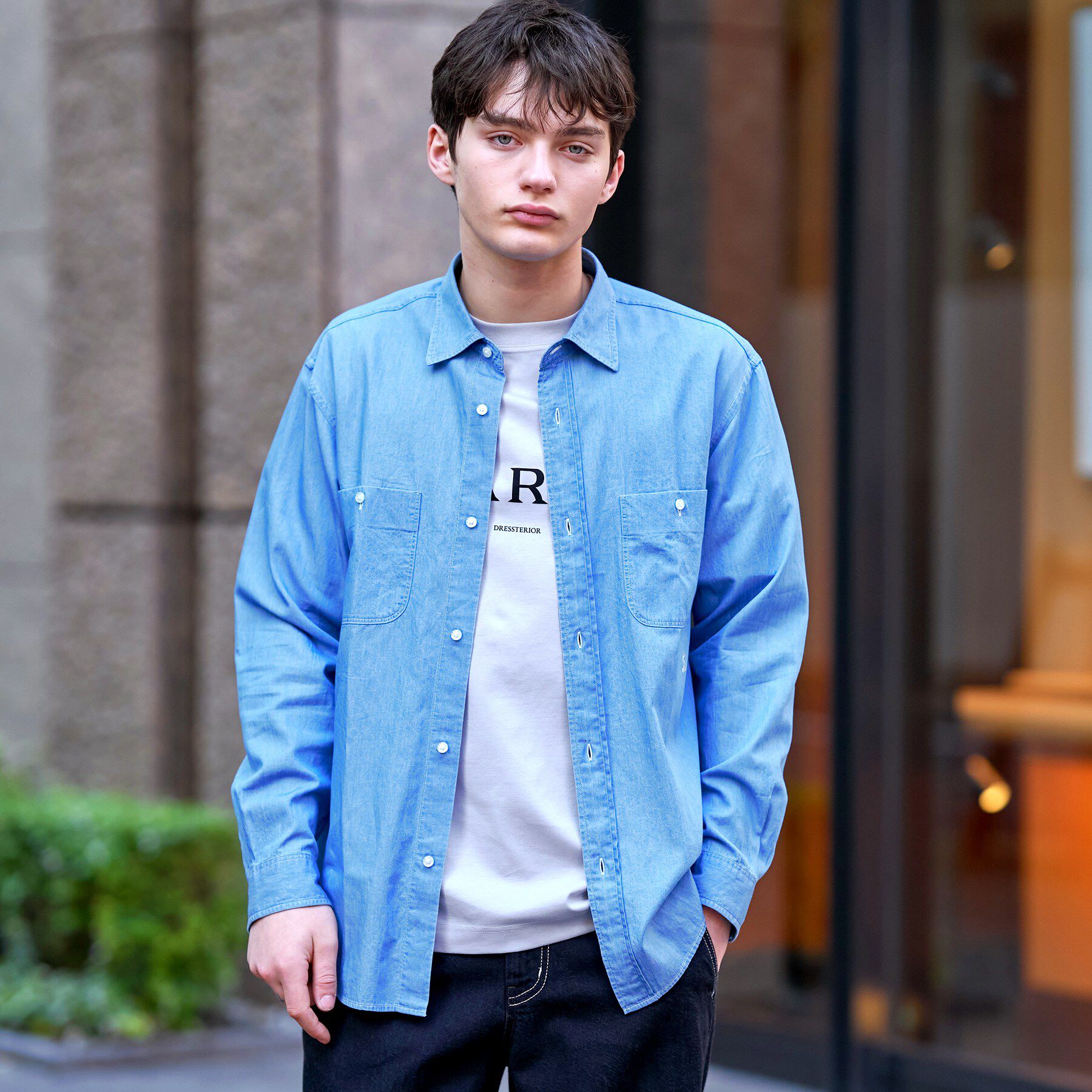 DRESSTERIOR「ユーズドデニムシャツ」|シャツ・ブラウス|サックスブルー(09