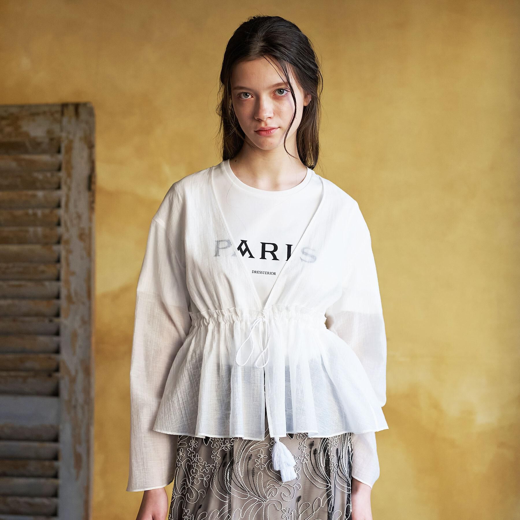 DRESSTERIOR「シアー カーディガンブラウス」|シャツ・ブラウス|ホワイト(001)