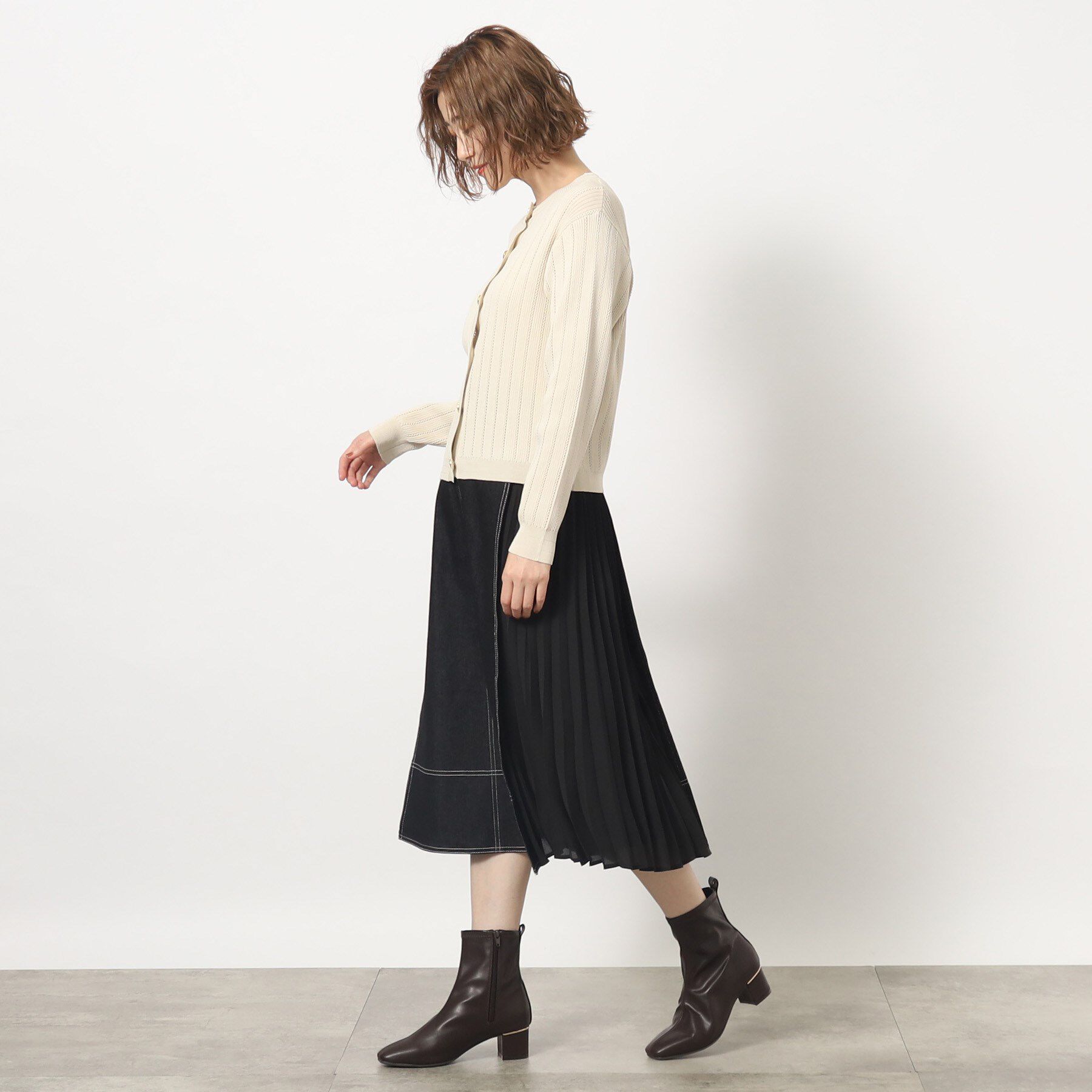 grove「グローブ人気のスカート！デニムサイドプリーツスカート」|スカート|