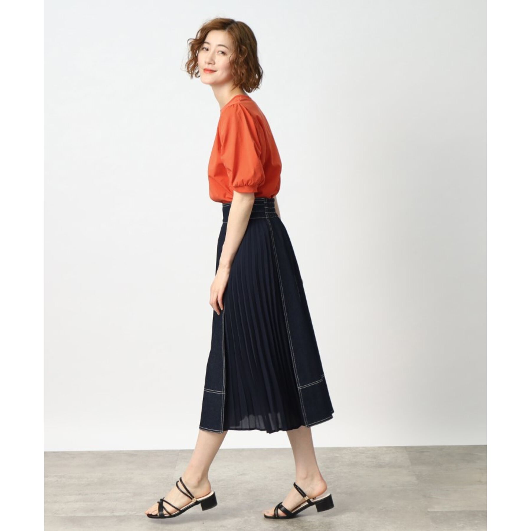 grove「グローブ人気のスカート！デニムサイドプリーツスカート」|スカート|