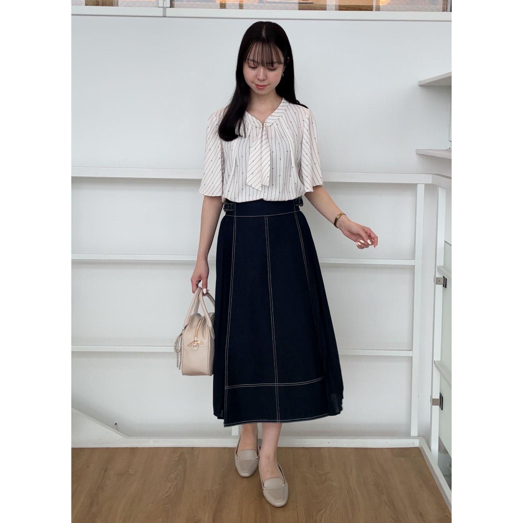 grove「グローブ人気のスカート！デニムサイドプリーツスカート」|スカート|