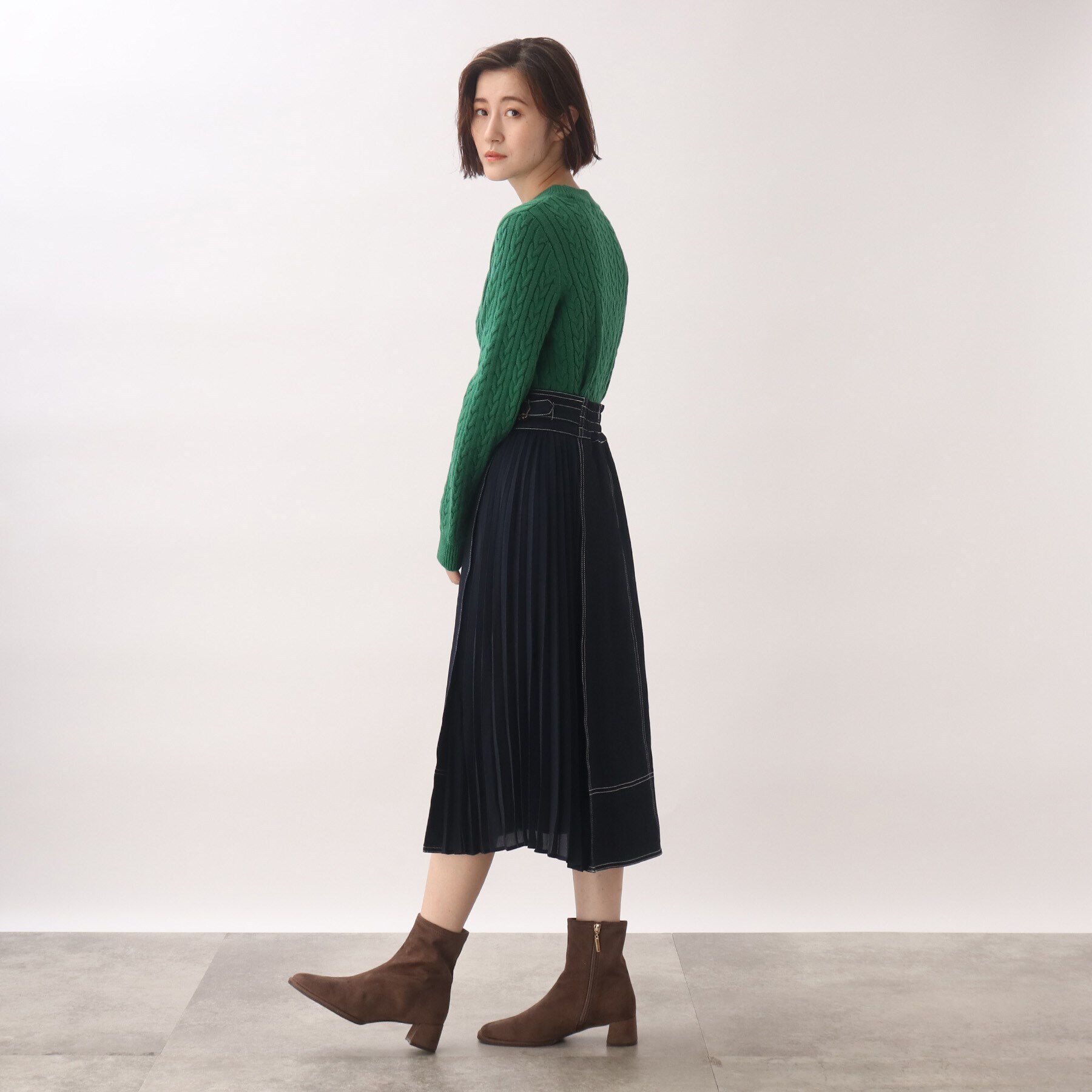 grove「グローブ人気のスカート！デニムサイドプリーツスカート」|スカート|