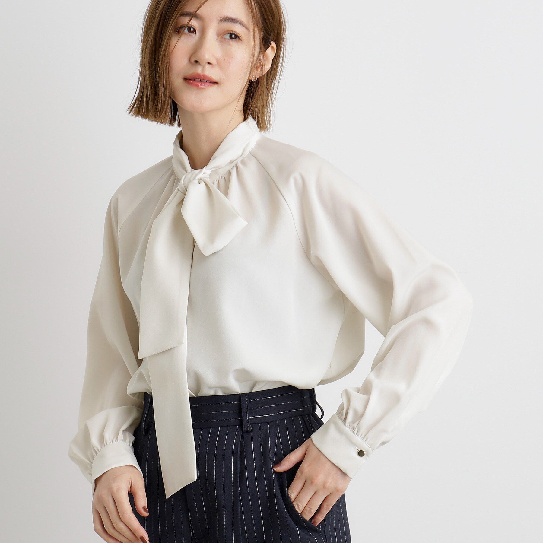 grove「2WAYラグランスリーブボウタイブラウス」|シャツ・ブラウス|